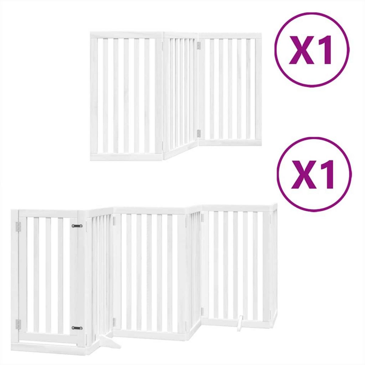 VIDAXL Barriere pour chien porte pliable 9panneaux blanc bois peuplier