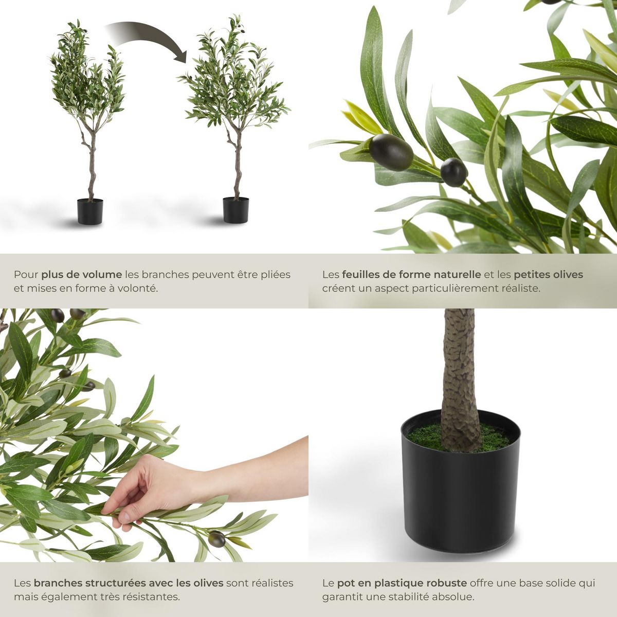 tectake Olivier artificiel design très réaliste vert