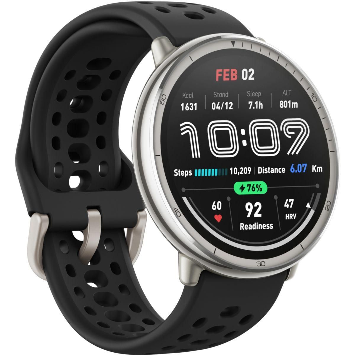 AMAZFIT Montre sport Active 2 Round Black Sport Silicone