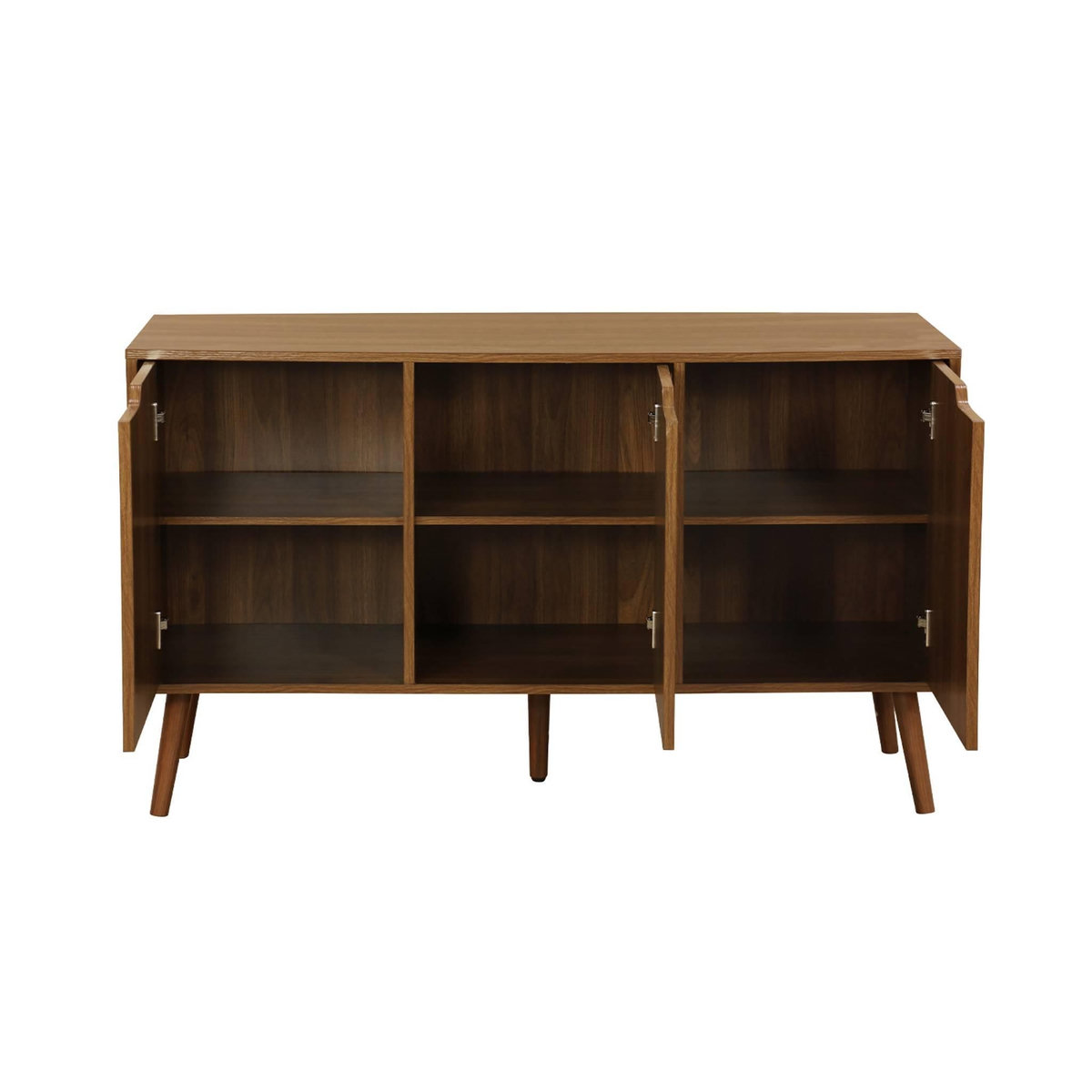SWEEEK Buffet de rangement effet bois de noyer 3 portes et 3 étagères.  buffet bas. 120cm