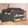 Voir la diapositive 3 : BEST MOBILIER Topaze - canapé d'angle réversible 4 places - convertible avec coffre, tablette et poufs - en velours côtelé