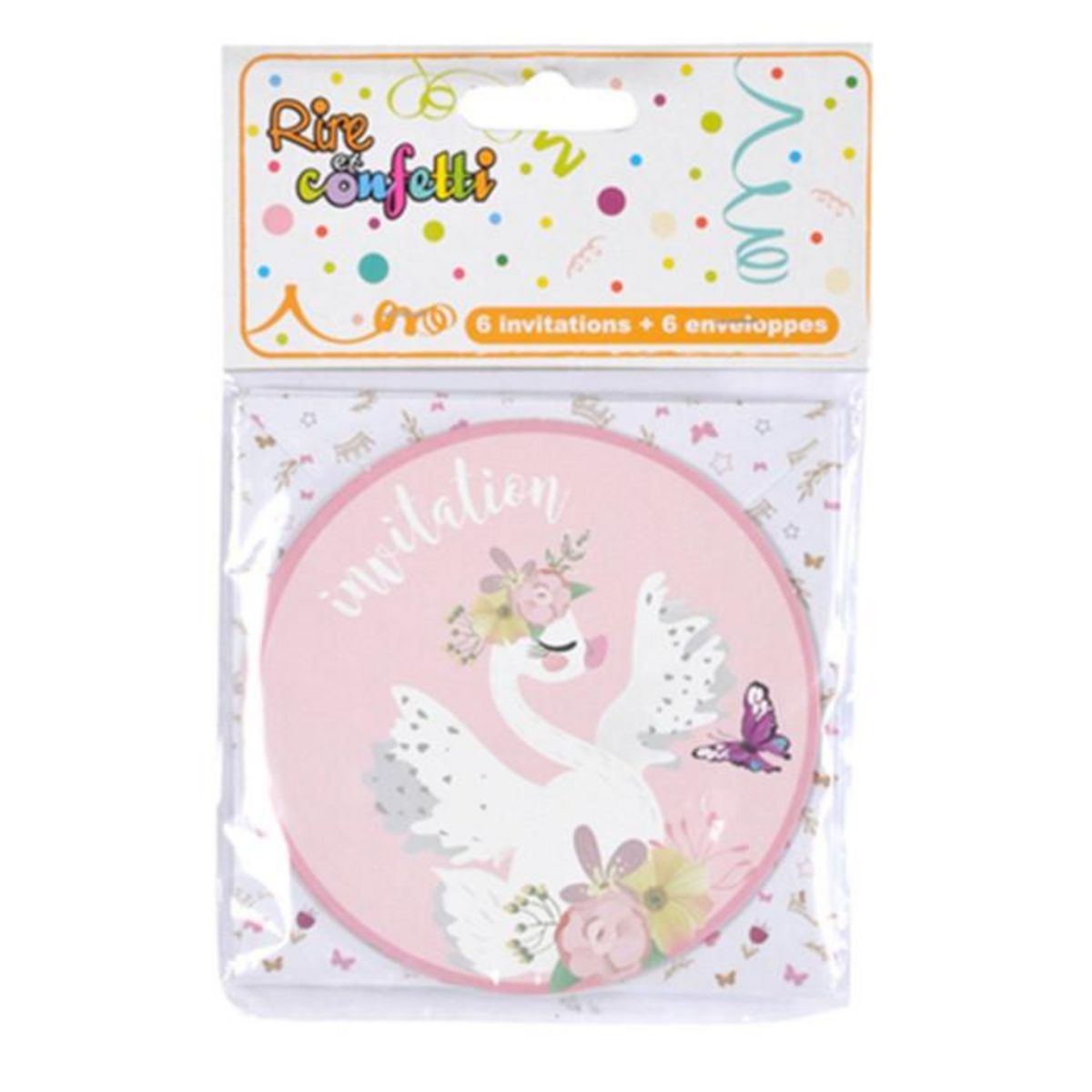 Paris Prix Lot de 6 Invitations d'Anniversaire  Cygne  10cm Blanc