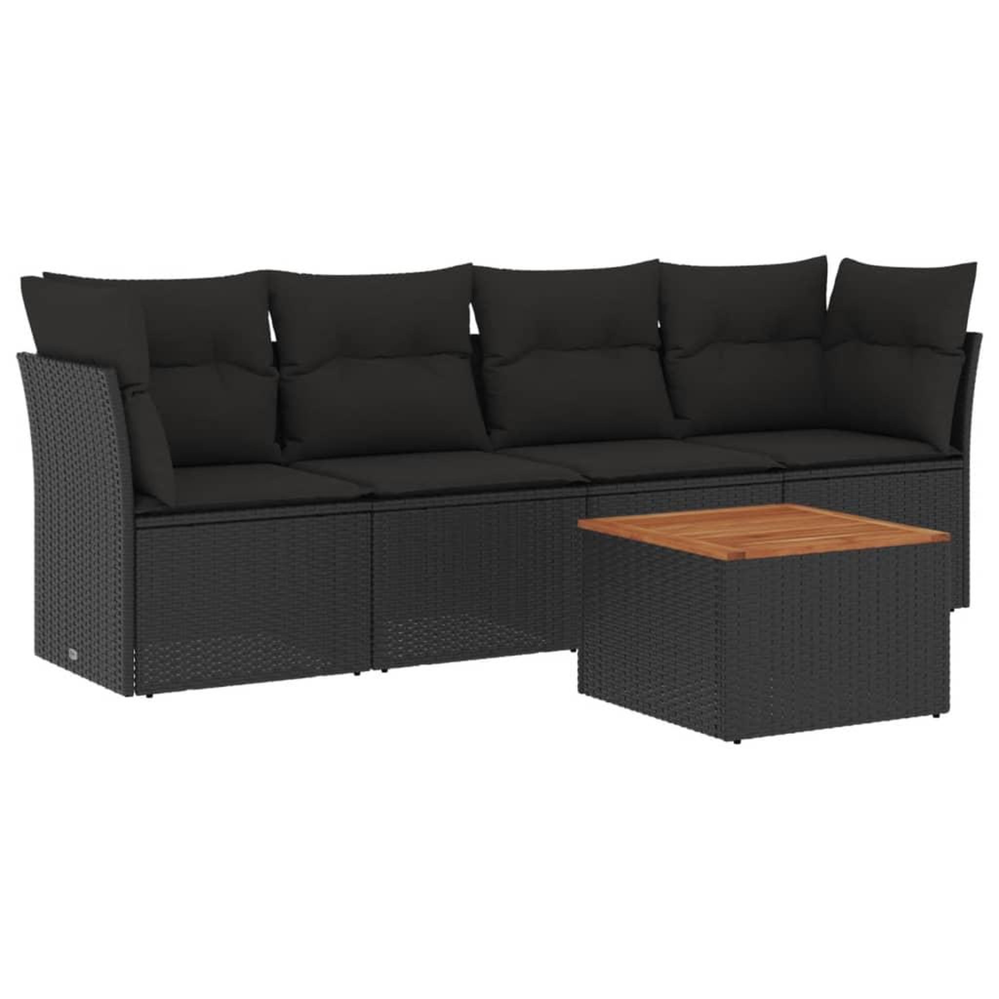 Voir la diapositive 2 : VIDAXL Salon de jardin 5 pcs avec coussins noir resine tressee