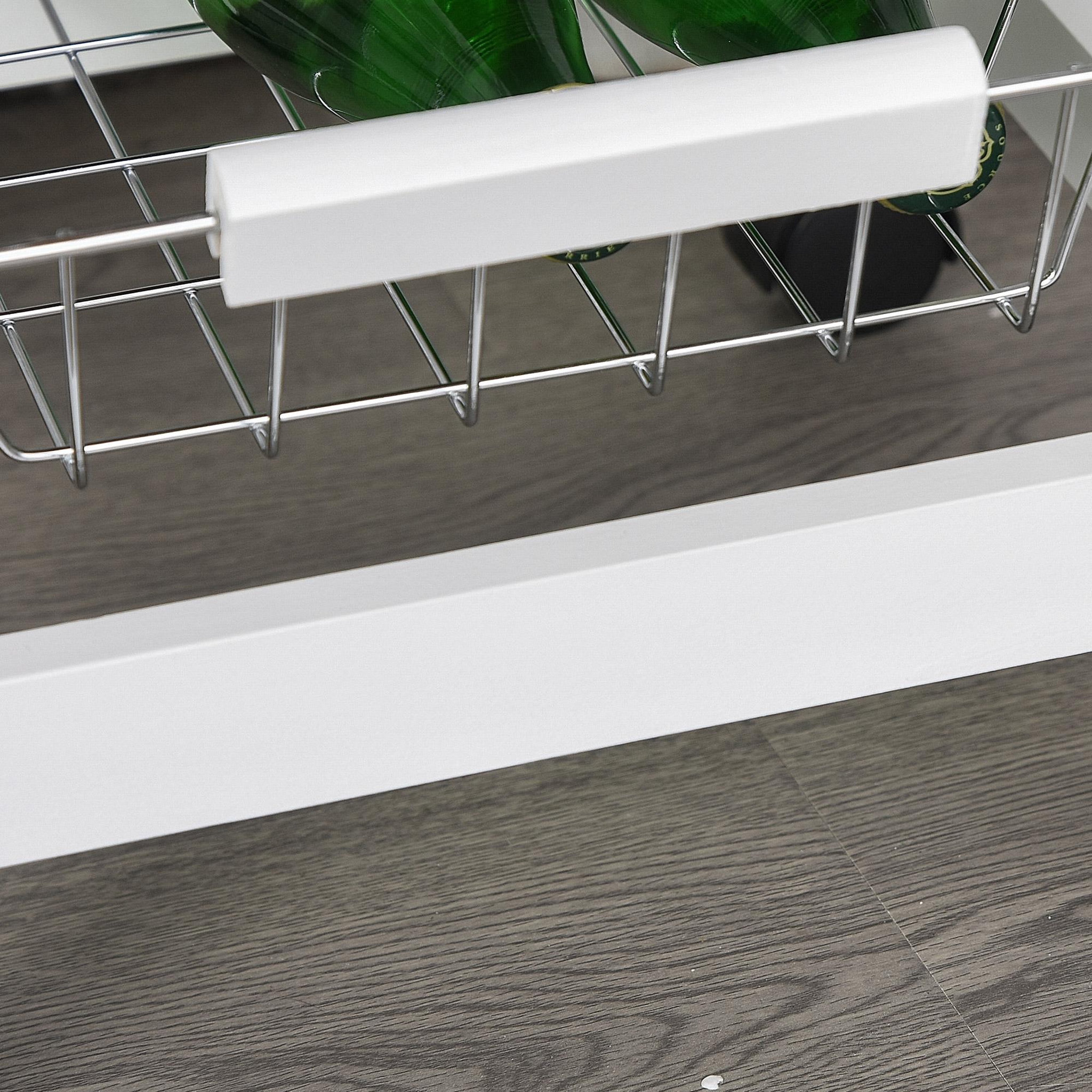 Voir la diapositive 6 : HOMCOM Desserte chariot de cuisine sur roulettes - 4 paniers coulissants, tiroir, plateau - bois blanc MDF bois clair