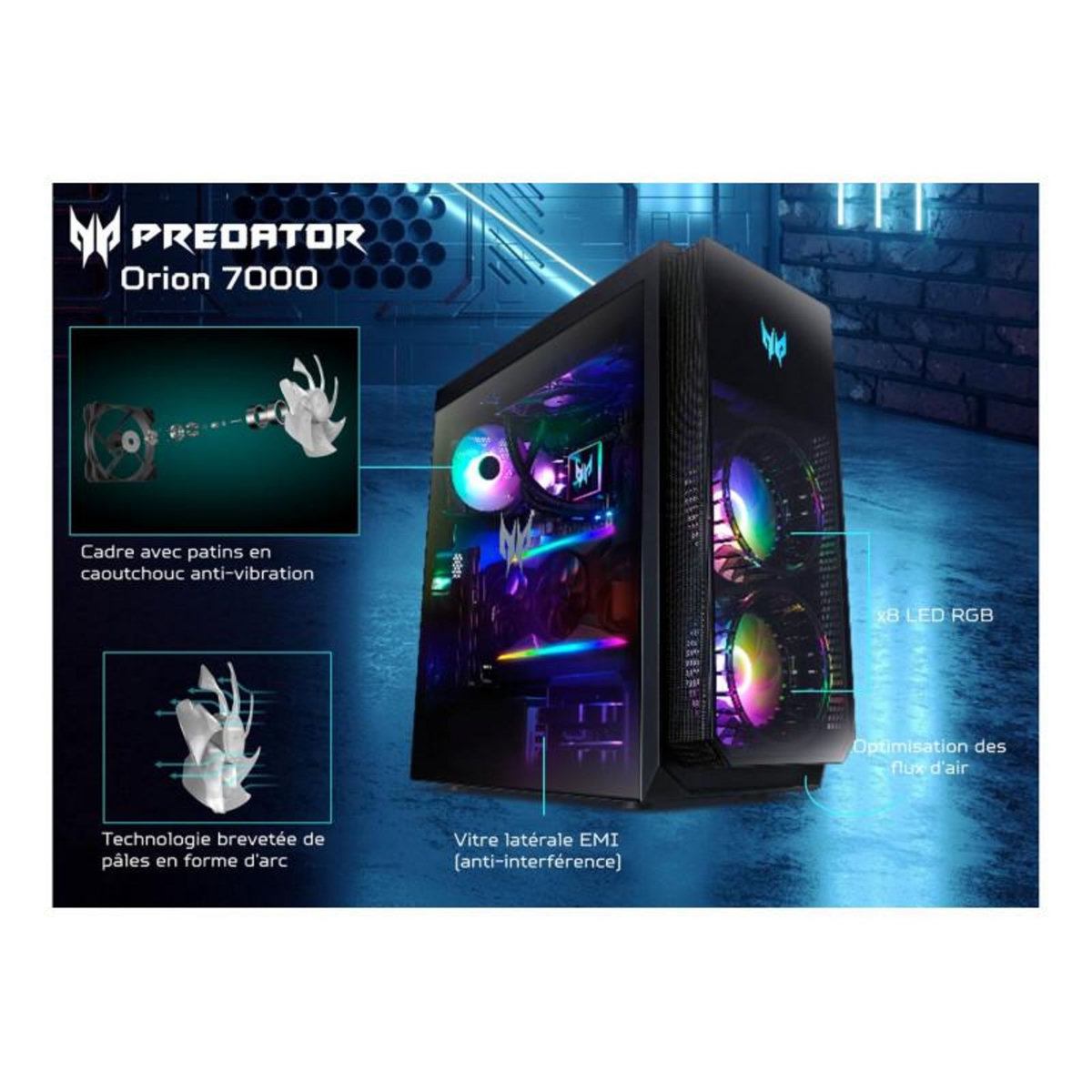 ACER Unité Centrale Acer Pc Gaming Predator Orion 7 655 Intel Core i9 14900KF 64 Go RAM DDR5 2 x 1To SSD GeForce RTX 4090