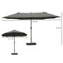 Voir la diapositive 2 : OUTSUNNY Parasol de jardin XXL dim. 4,6L x 2,7l x 2,4H m ouverture fermeture manivelle pied & contrepoids inclus acier polyester haute densité gris