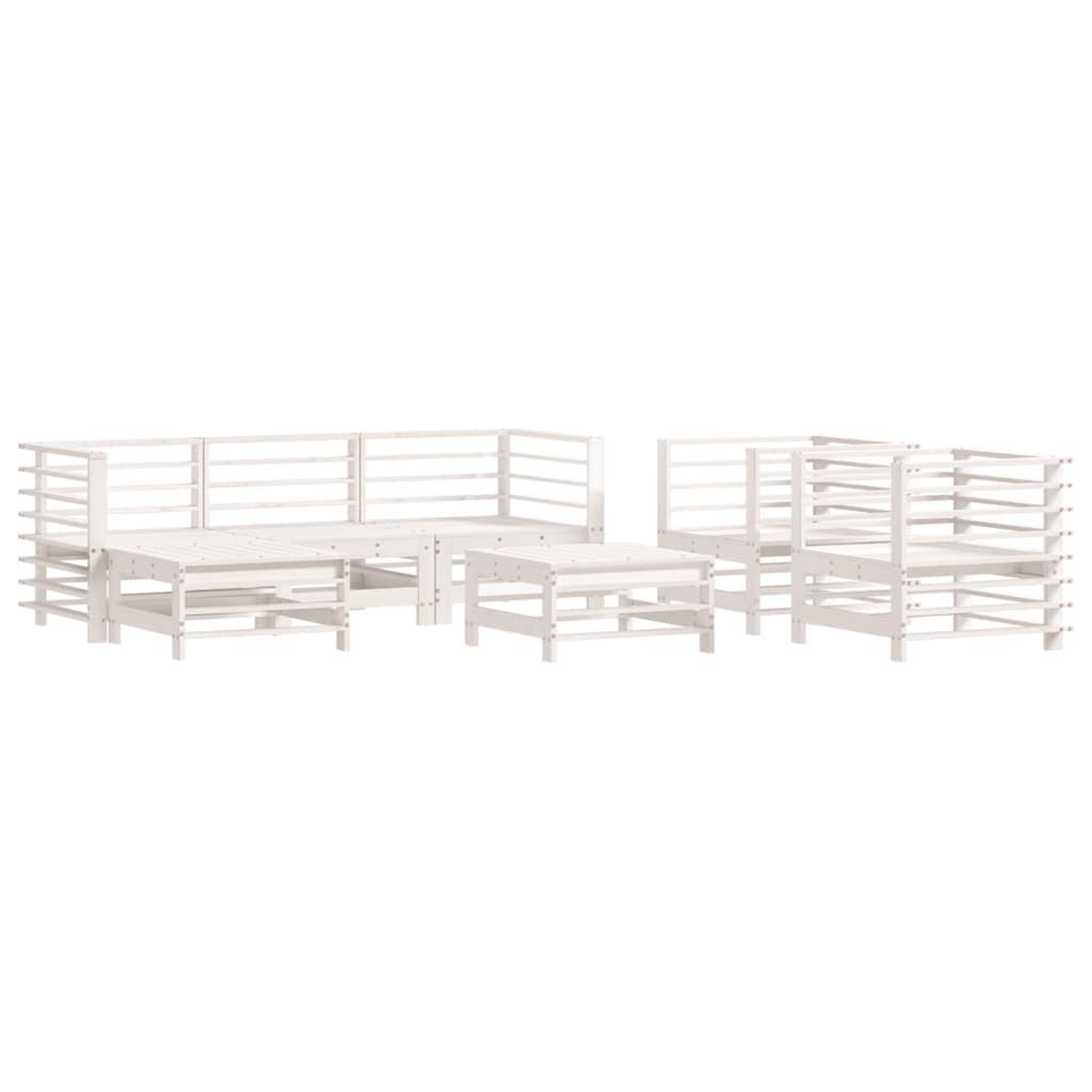 Voir la diapositive 2 : VIDAXL Salon de jardin 7 pcs Blanc Bois de pin massif