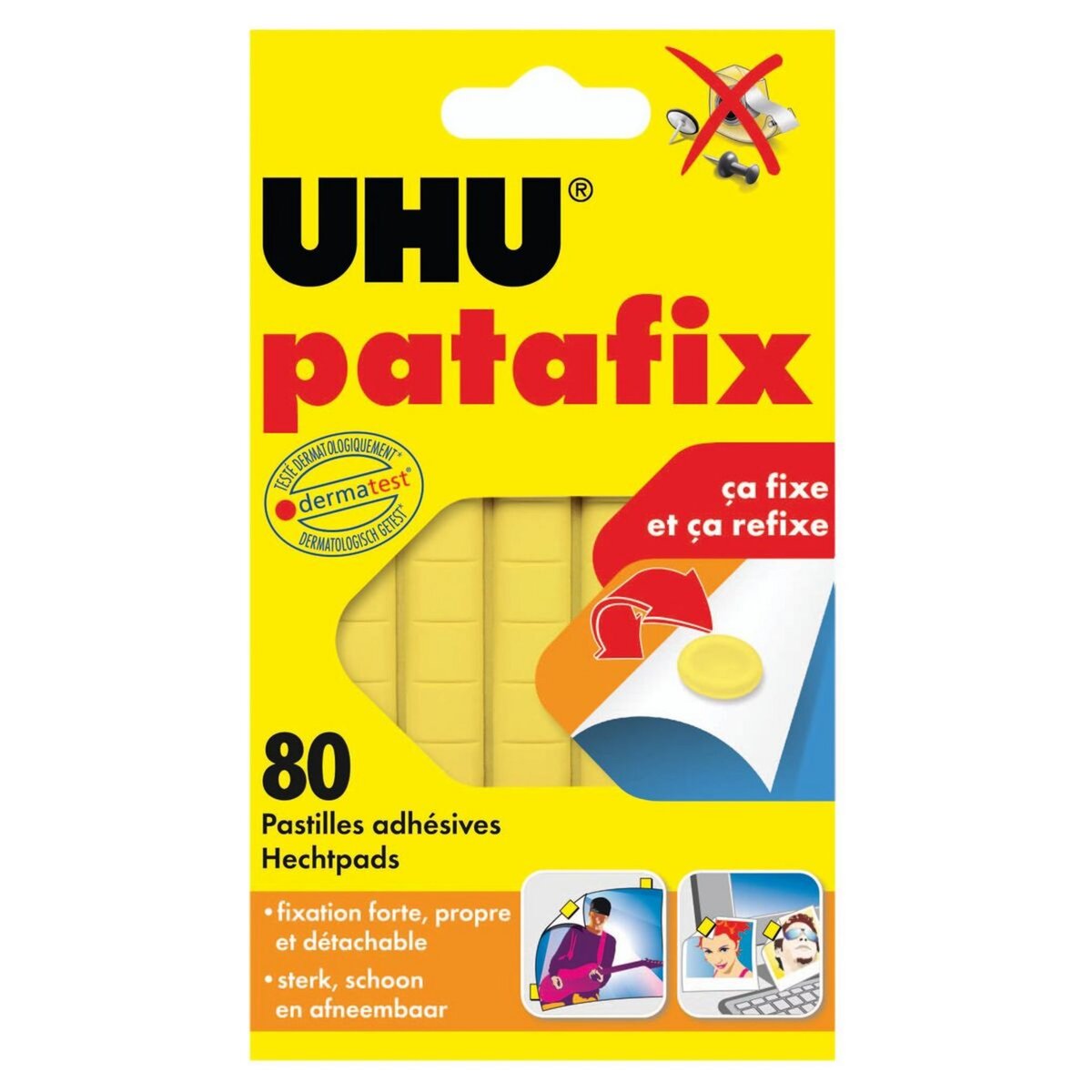 UHU Pastilles patafix adhésives jaune x80