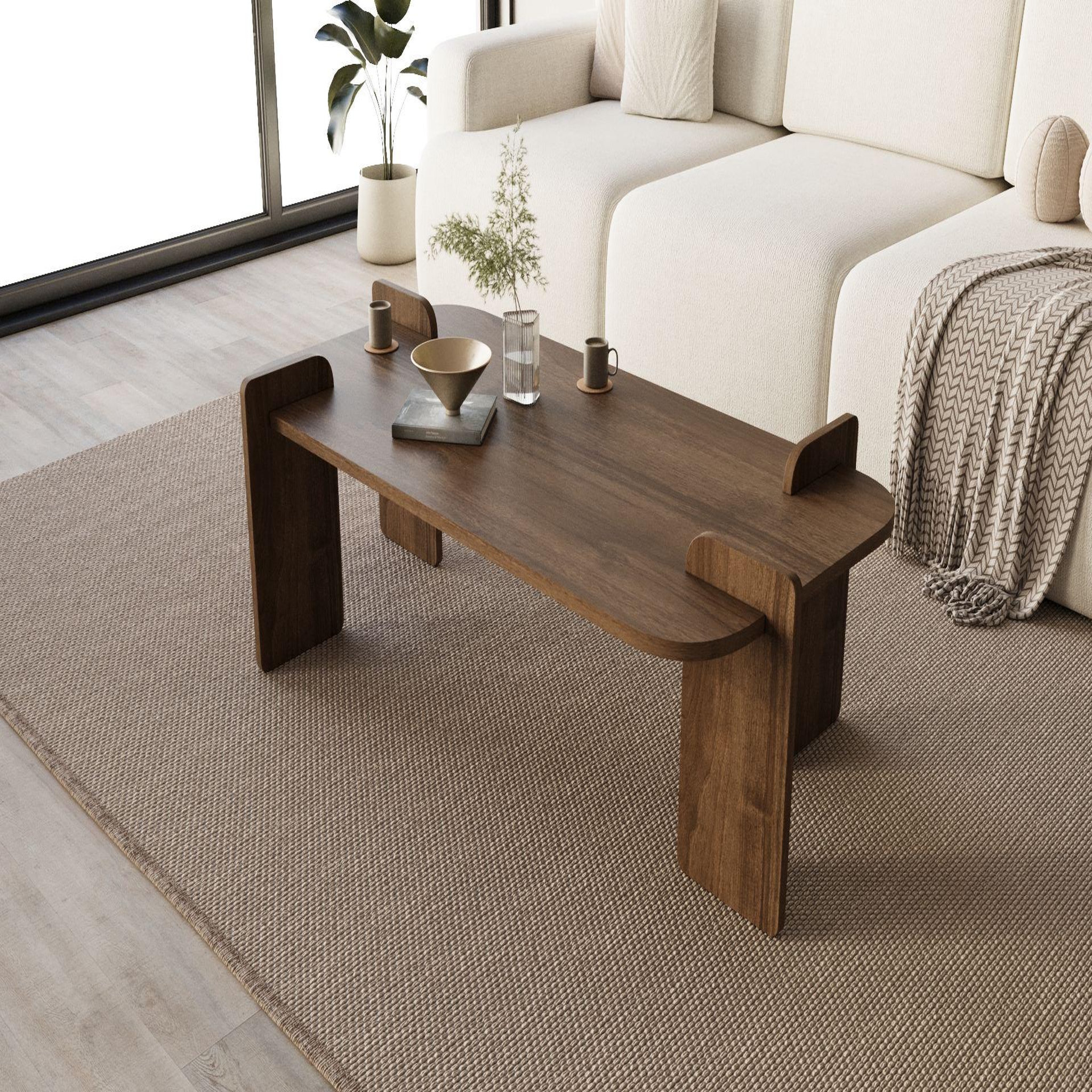 Voir la diapositive 2 : Habitat et Jardin Table basse en bois  lovge  120 x 60 x 35 cm - noyer