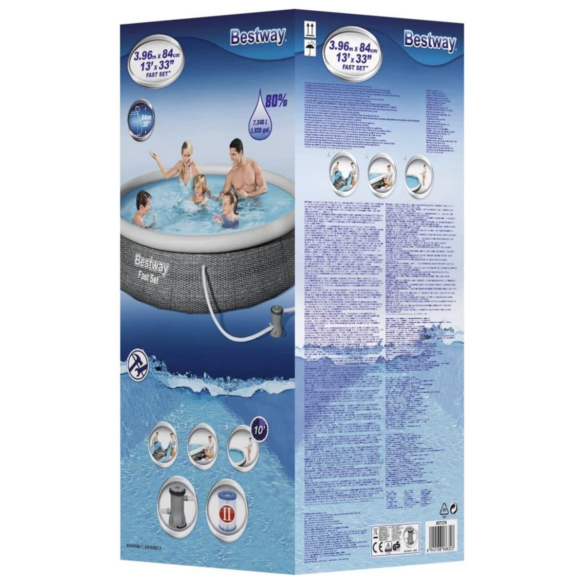 BESTWAY Bestway Ensemble de piscine gonflable Fast Set avec pompe 396x84 cm