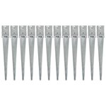 VIDAXL Piquets au sol 12 pcs Argente 10x10x76 cm Acier galvanise