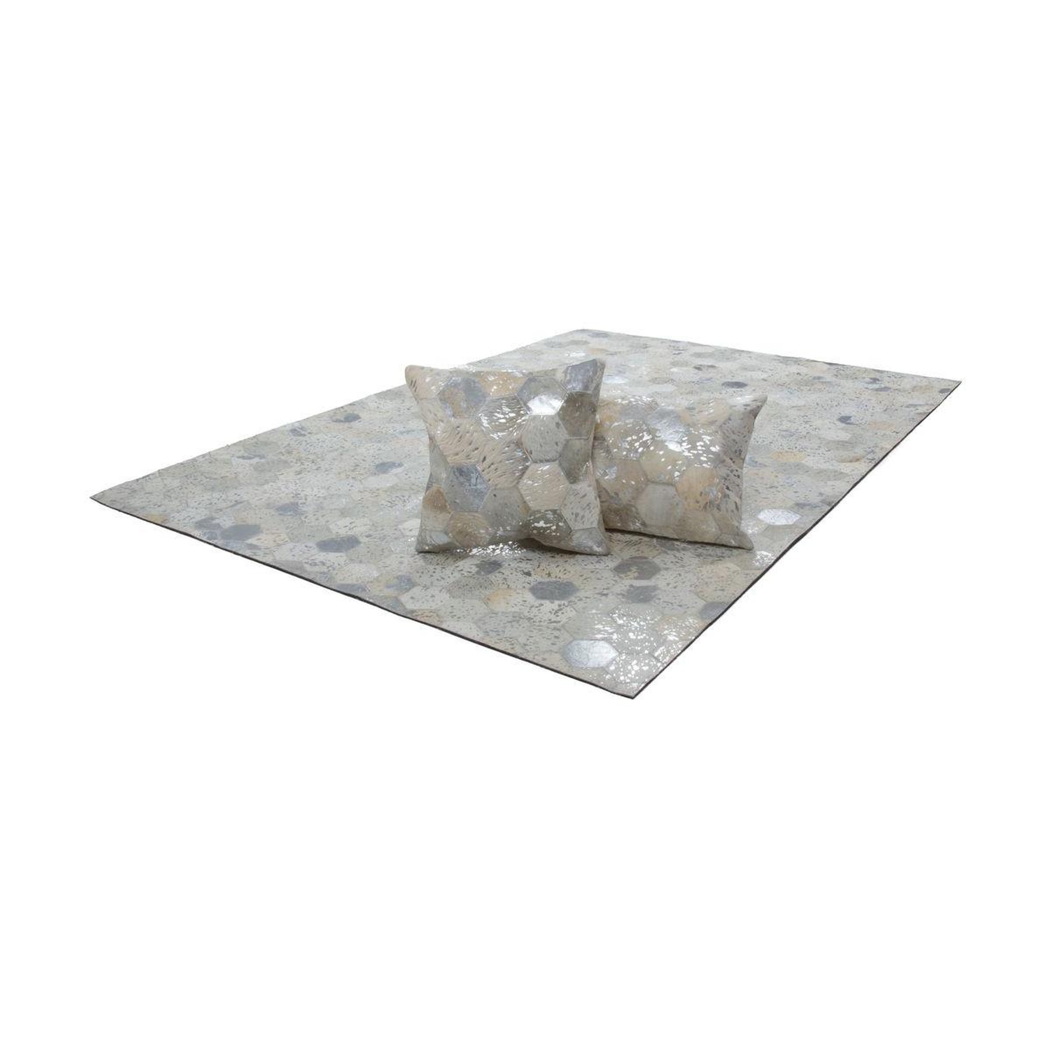 Voir la diapositive 2 : Paris Prix Coussin Déco en Cuir  Spark  45x45cm Argent