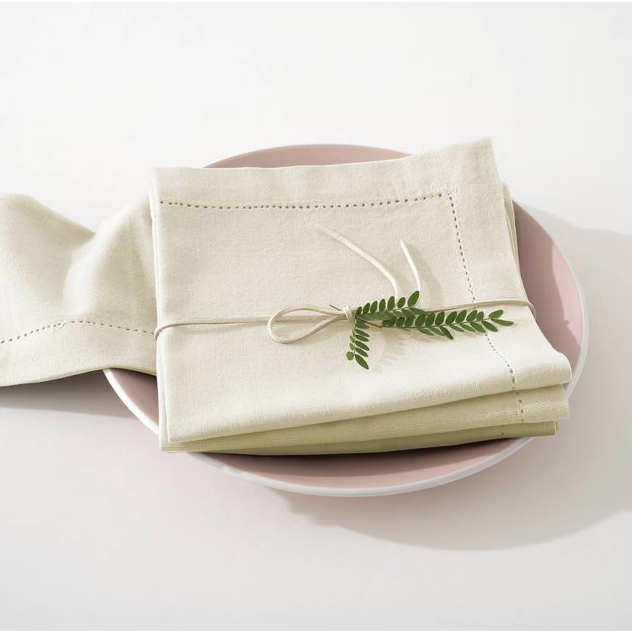 Voir la diapositive 2 : ATMOSPHERA Lot de 4 serviettes de table  jane  40x40cm beige lin