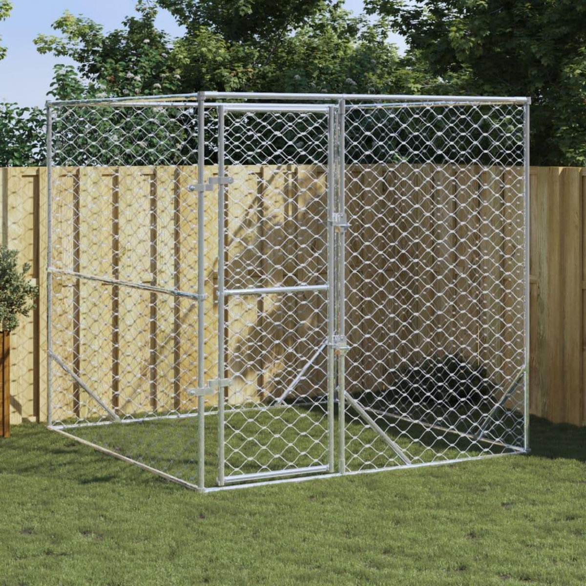 VIDAXL Chenil d'exterieur pour chiens argente 2x2x2 m acier galvanise