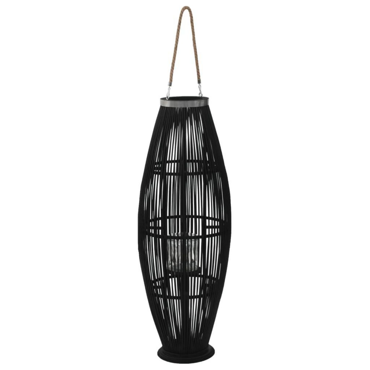 VIDAXL Bougeoir suspendu Bambou Noir 95 cm