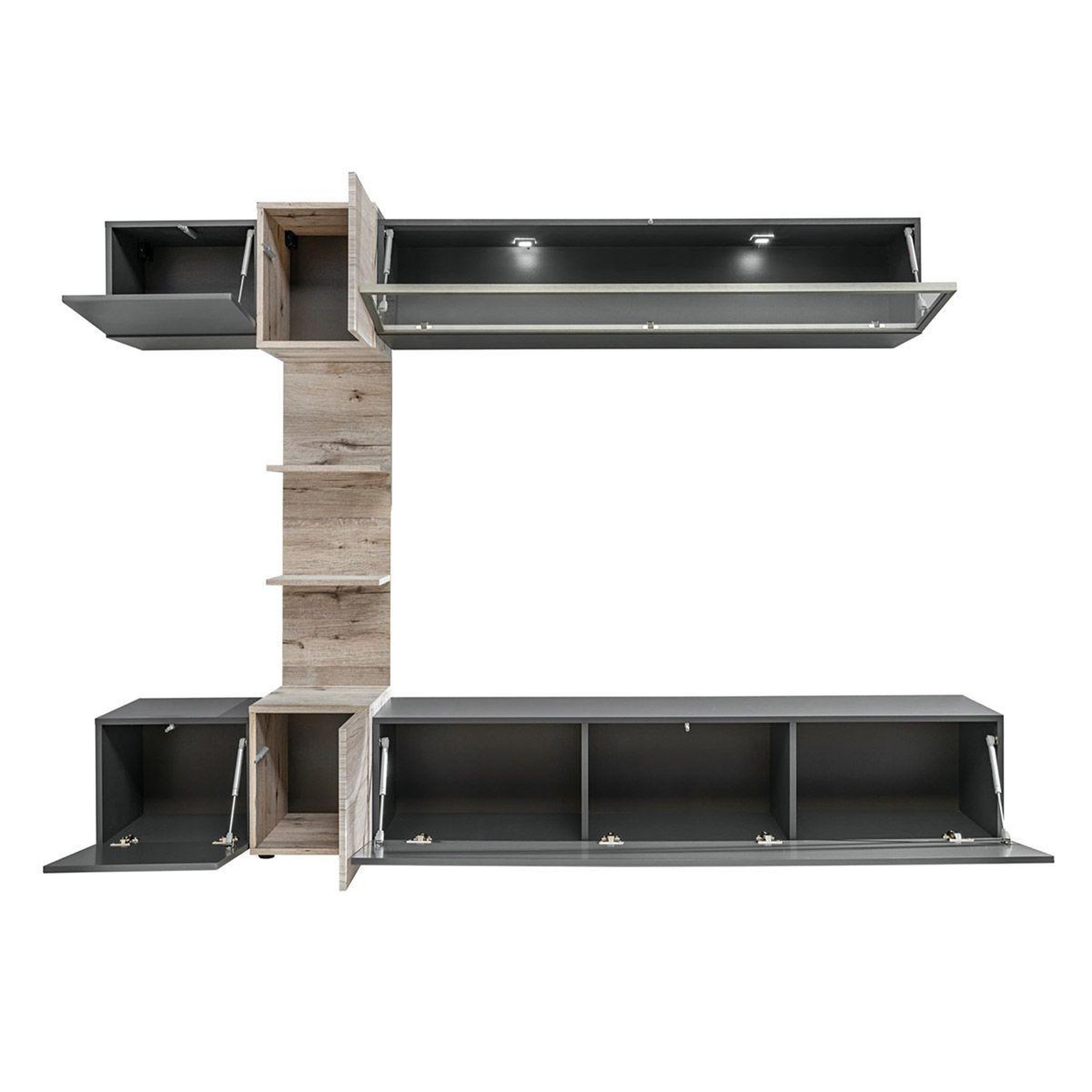 Voir la diapositive 4 : Paris Prix Ensemble meuble tv  rio  230cm anthracite & chêne