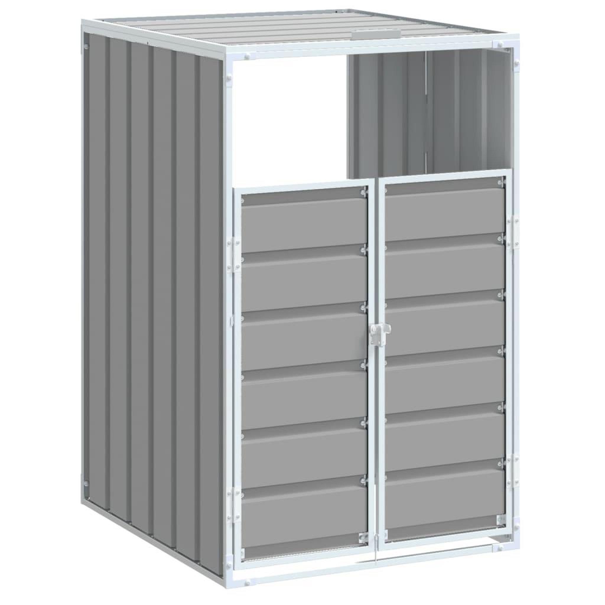 Voir la diapositive 2 : VIDAXL Rangement a roulettes pour poubelles pour bac unique gris acier