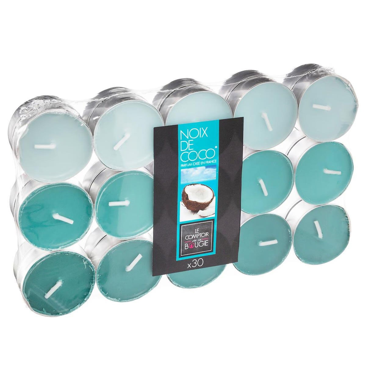 COMPTOIR DE LA BOUGIE Lot de 30 Bougies Chauffe-Plat Parfumées 3,7cm Coco