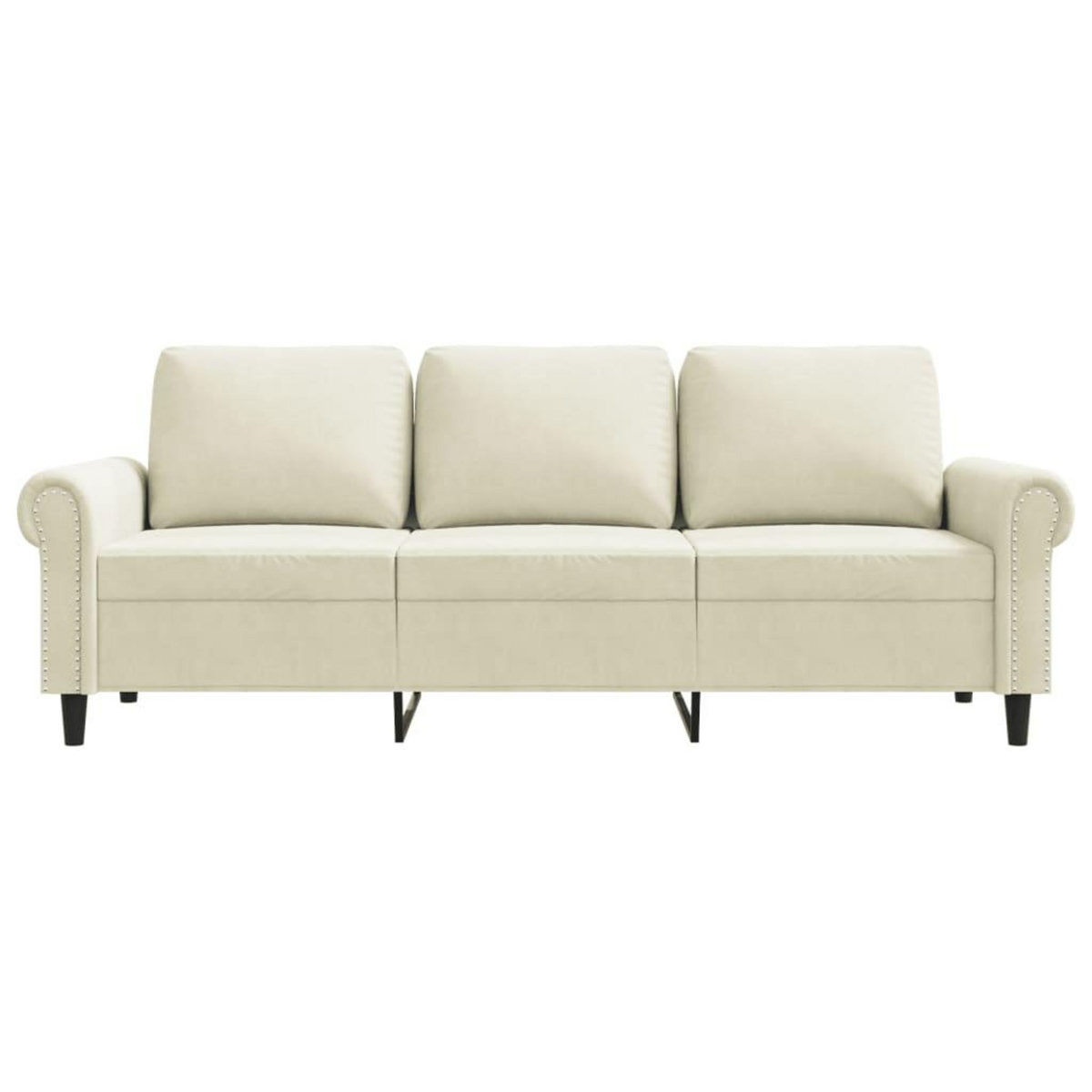 VIDAXL Canape a 3 places Creme 180 cm Velours