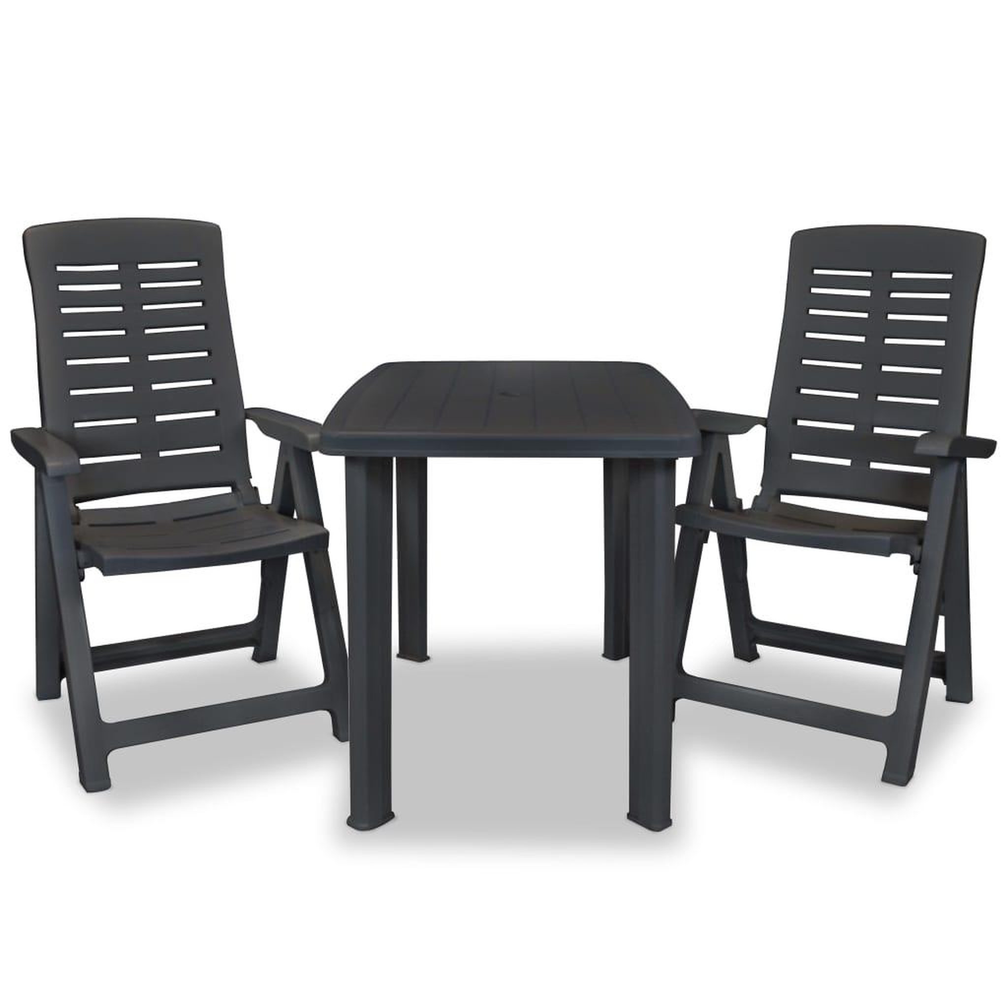Voir la diapositive 2 : VIDAXL Ensemble de bistro 3 pcs Plastique Anthracite
