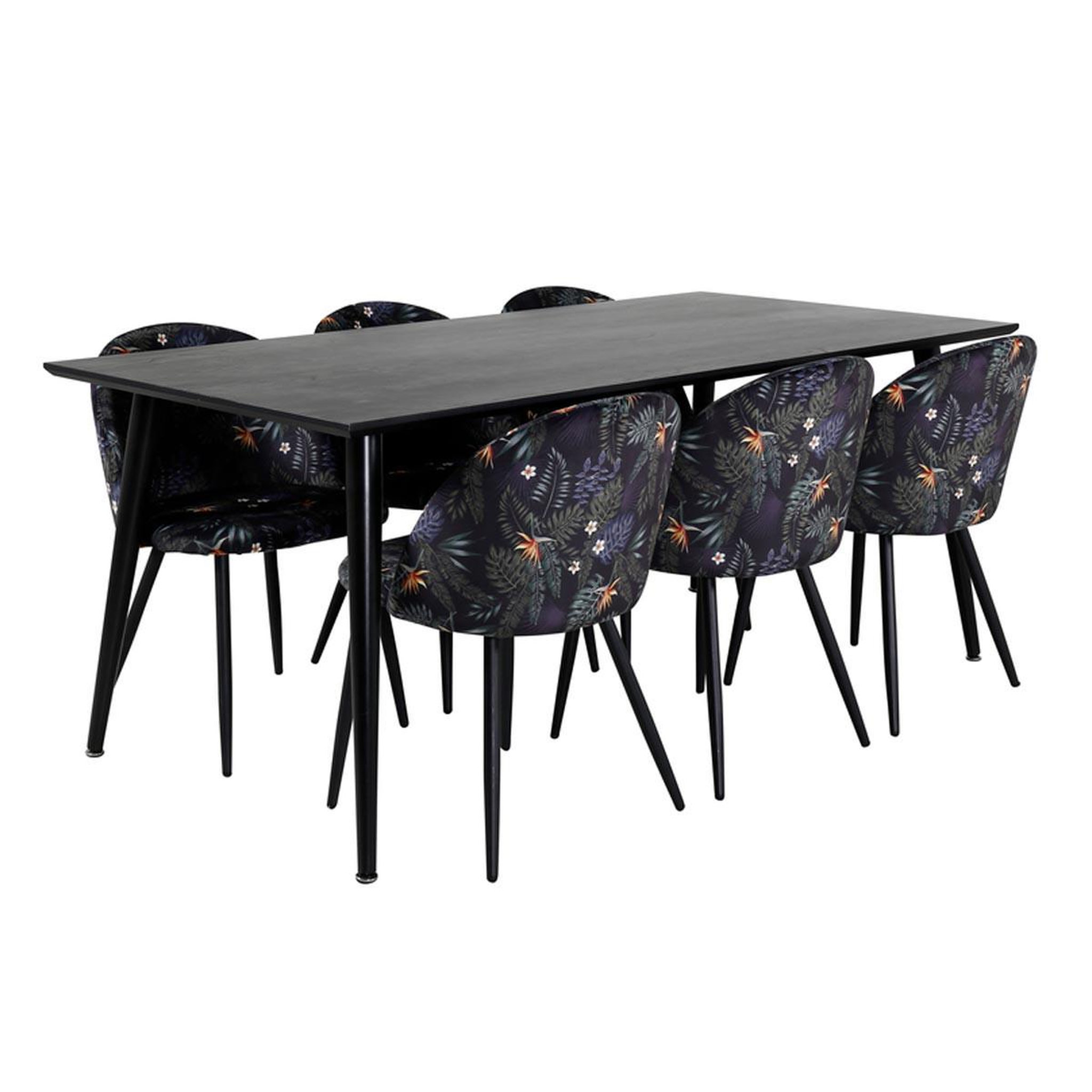 Paris Prix Ensemble table à manger & 6 chaises  dipp & velvet  180cm noir & multicolore