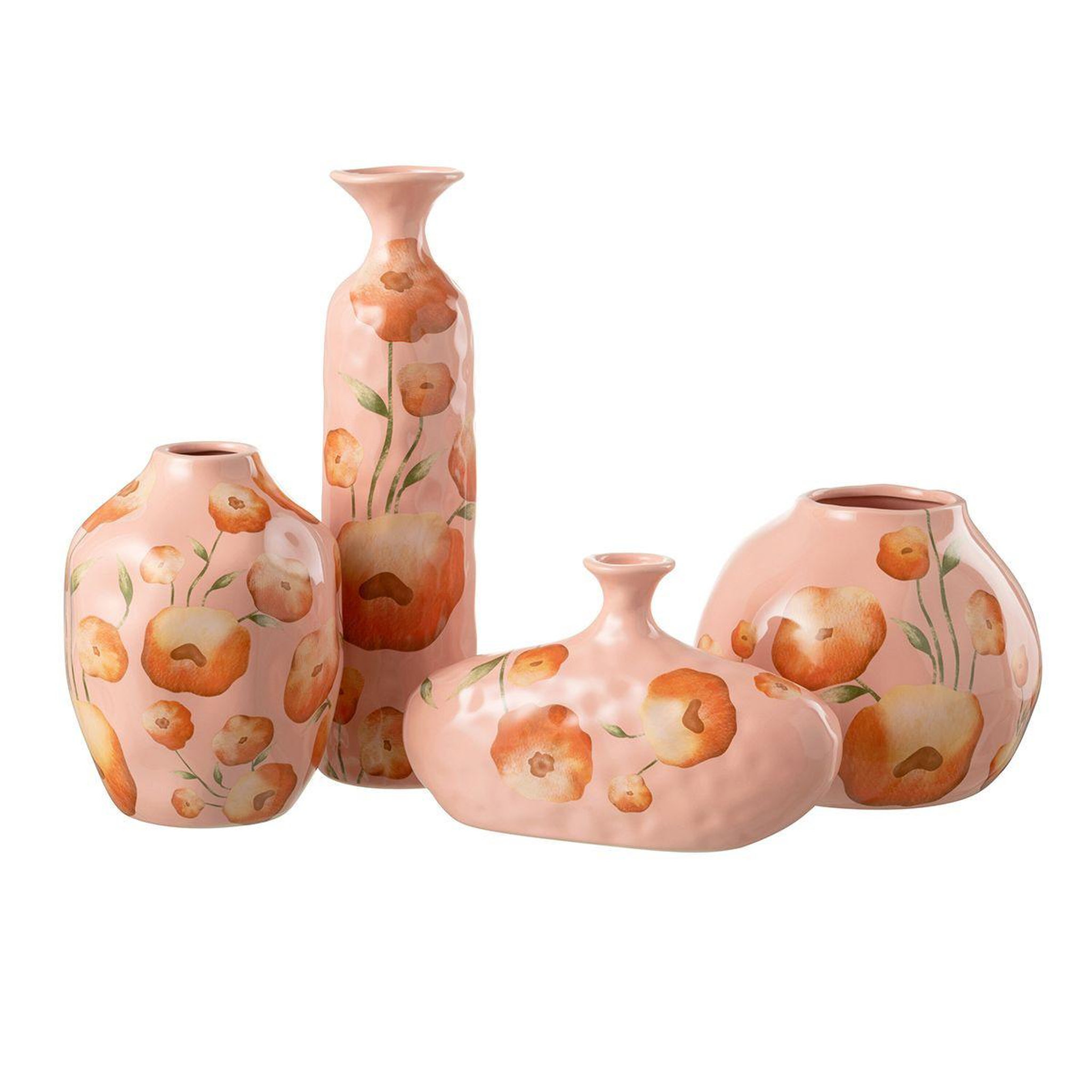 Voir la diapositive 2 : J-LINE Vase déco poterie  bloem  17cm saumon