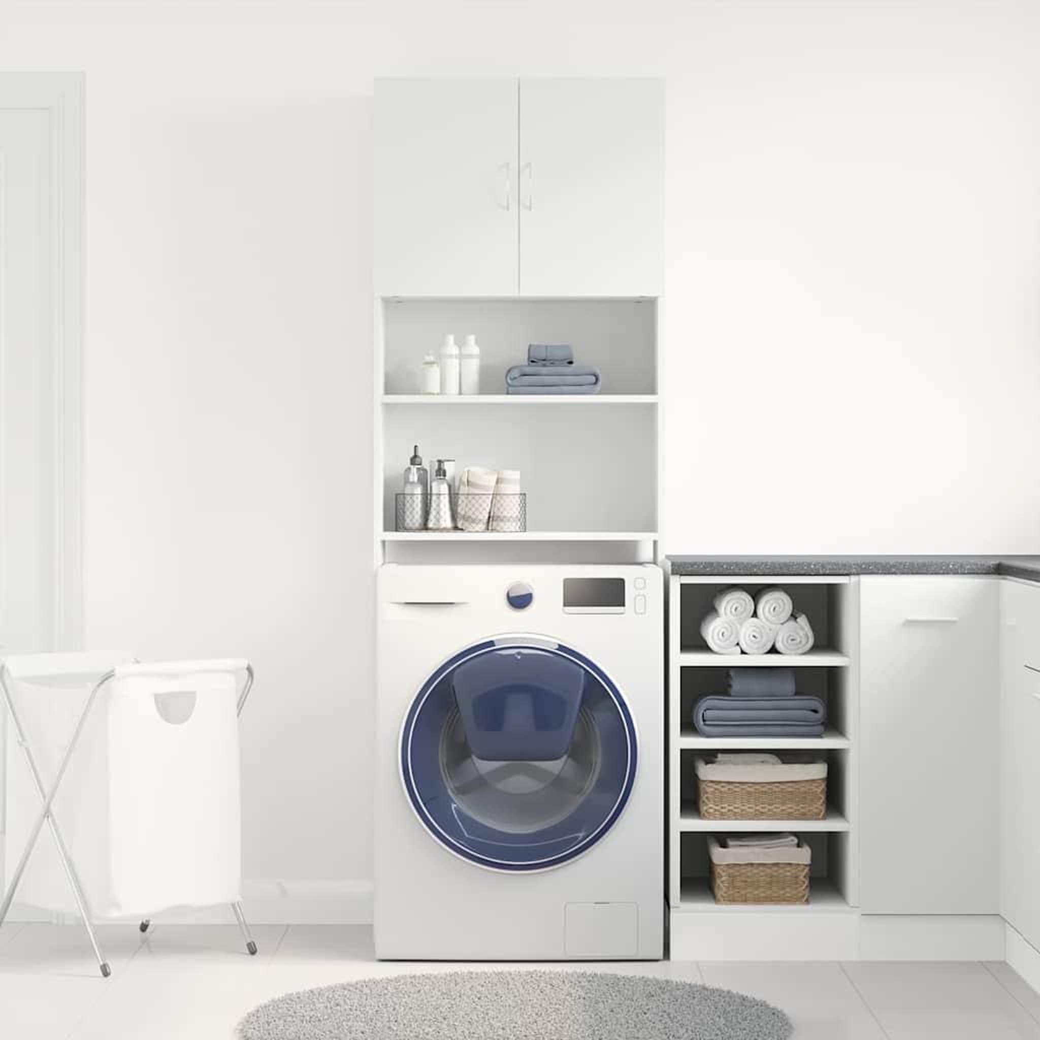 Voir la diapositive 4 : VIDAXL Meuble de machine a laver blanc bois d'ingenierie