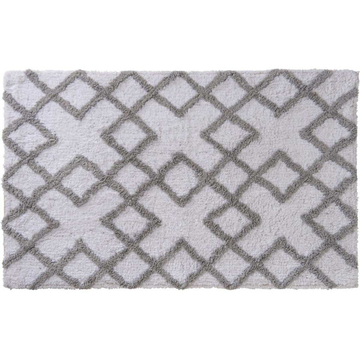 GUY LEVASSEUR Tapis déco doux à losanges en coton 50x80cm