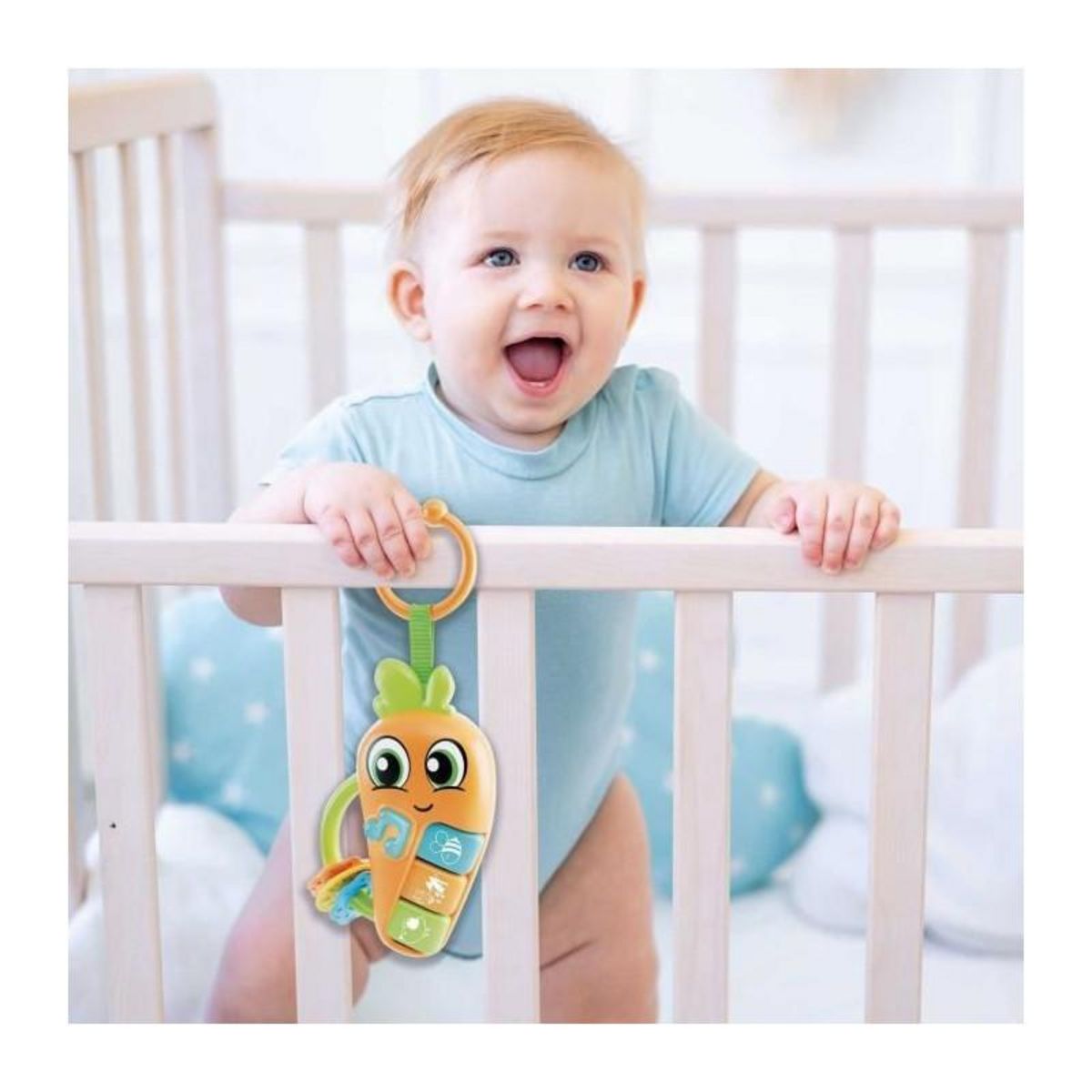 LISCIANI GIOCHI Carot - Hochet électronique - CAROTINA BABY - Mélodies et bruits d'animaux, Anneaux de dentition