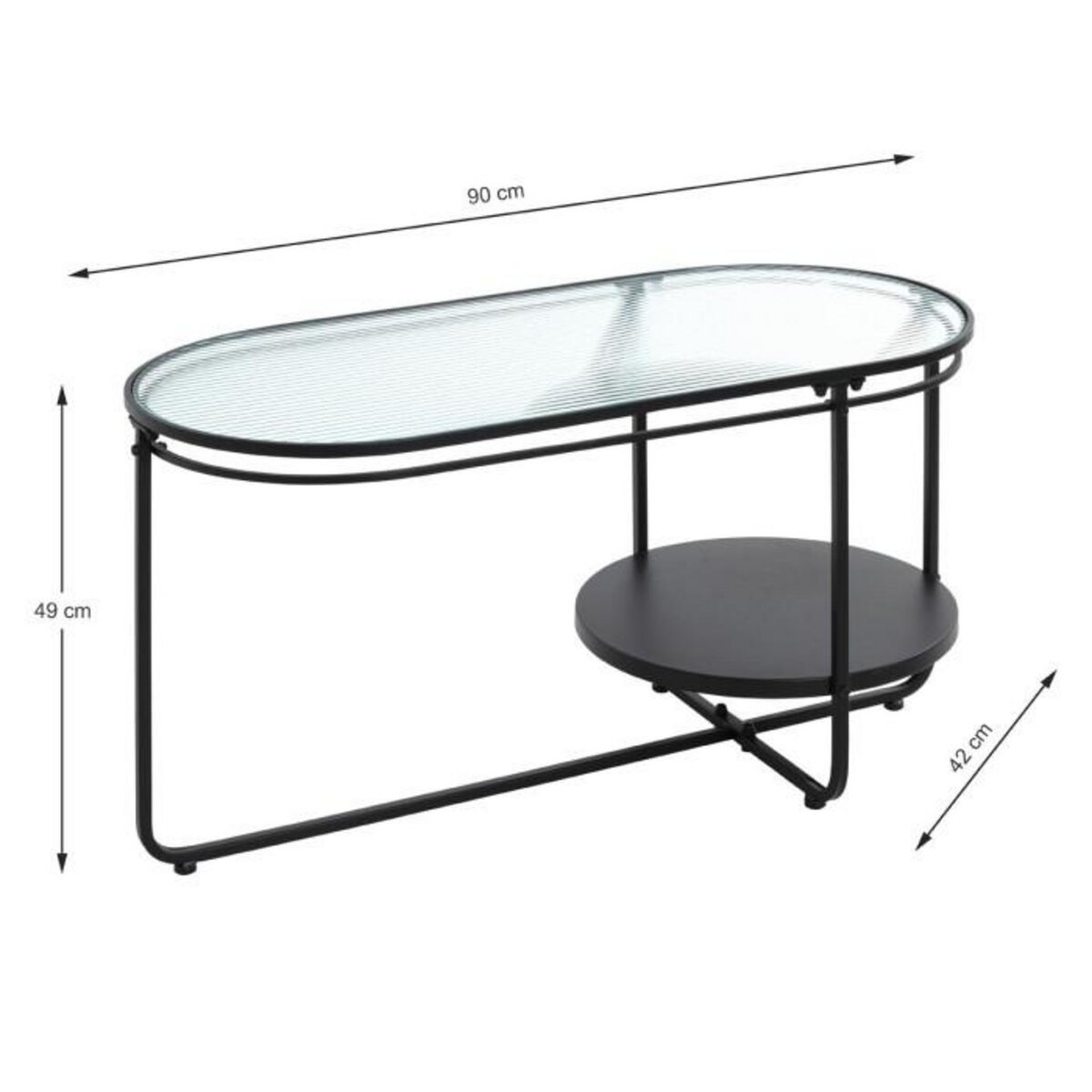 Paris Prix Table Basse Design  Ondulé  90cm Noir