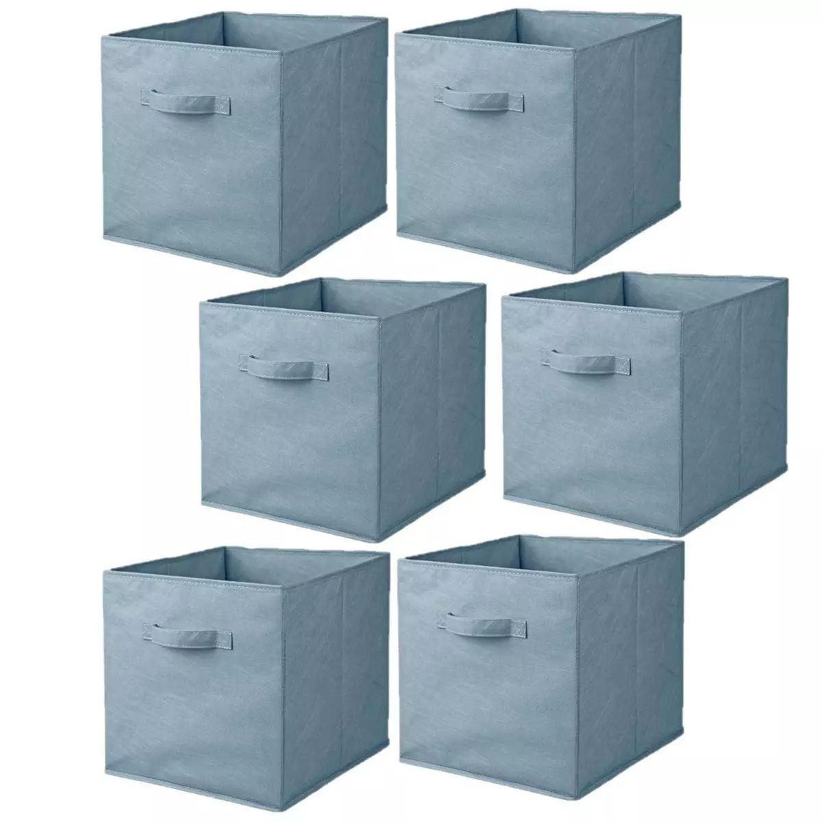 TOILINUX Lot de 6 cubes de rangement pliables en tissus avec poignée - 30x30x30cm - Bleu clair