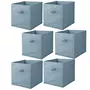 TOILINUX Lot de 6 cubes de rangement pliables en tissus avec poignée - 30x30x30cm - Bleu clair