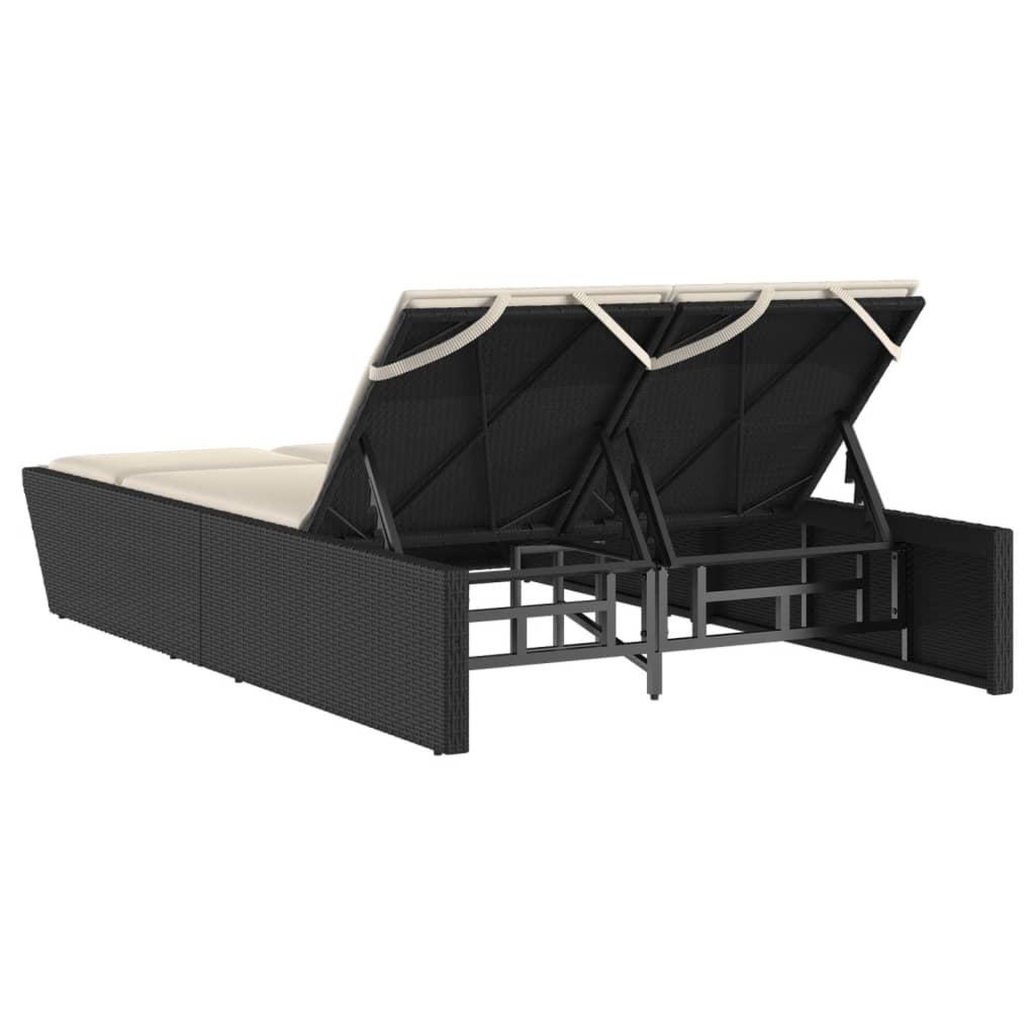 Voir la diapositive 5 : VIDAXL Chaise longue double avec coussins noir resine tressee