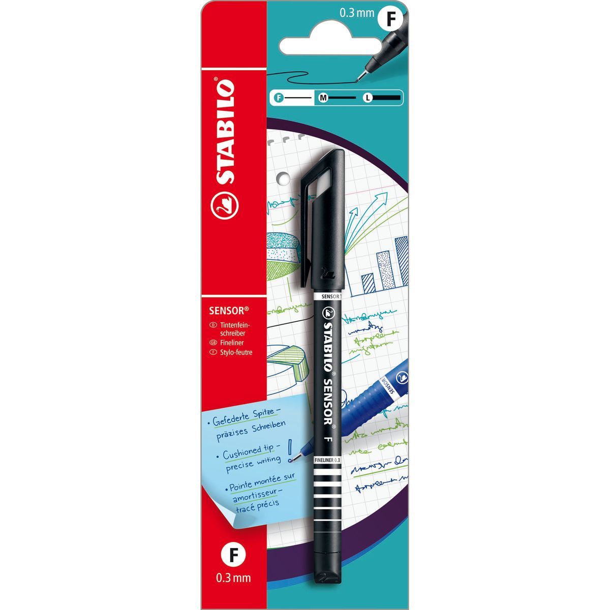 STABILO Stylo feutre pointe extra fine 0.3mm noir