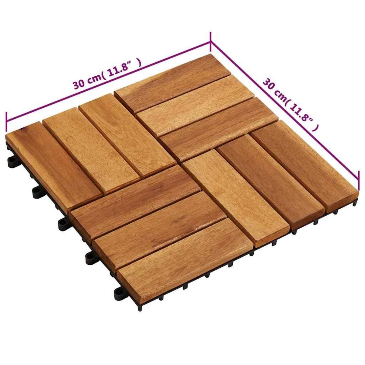 VIDAXL Kit de tuiles de plancher en acacia 30 x 30 cm 30 pcs