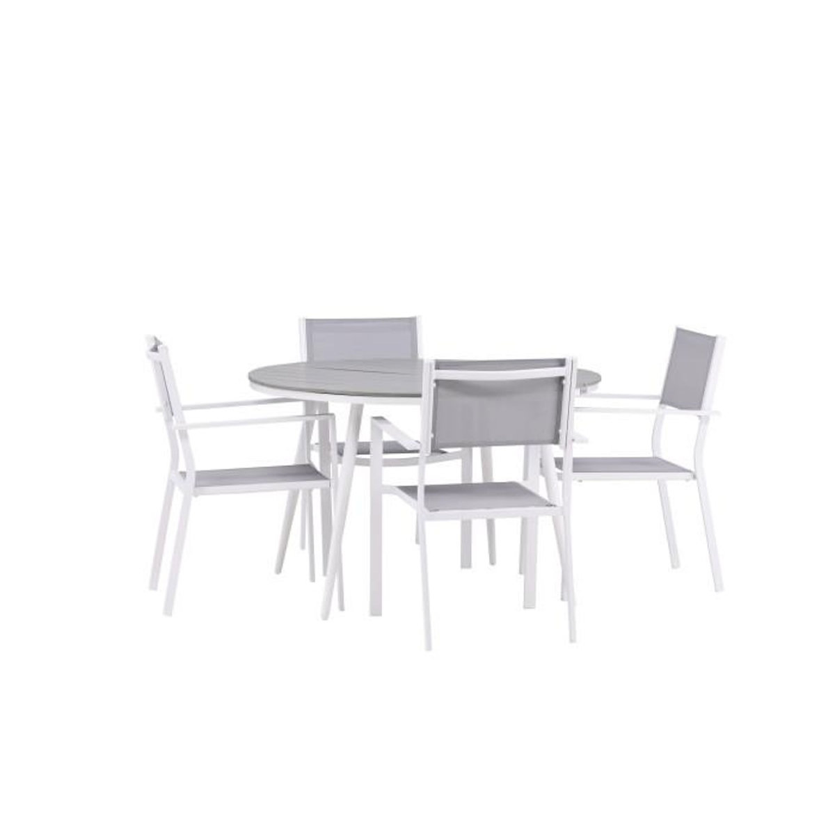 Paris Prix Ensemble Table de Jardin & 4 Chaises  Break & Copacabana  120cm Gris