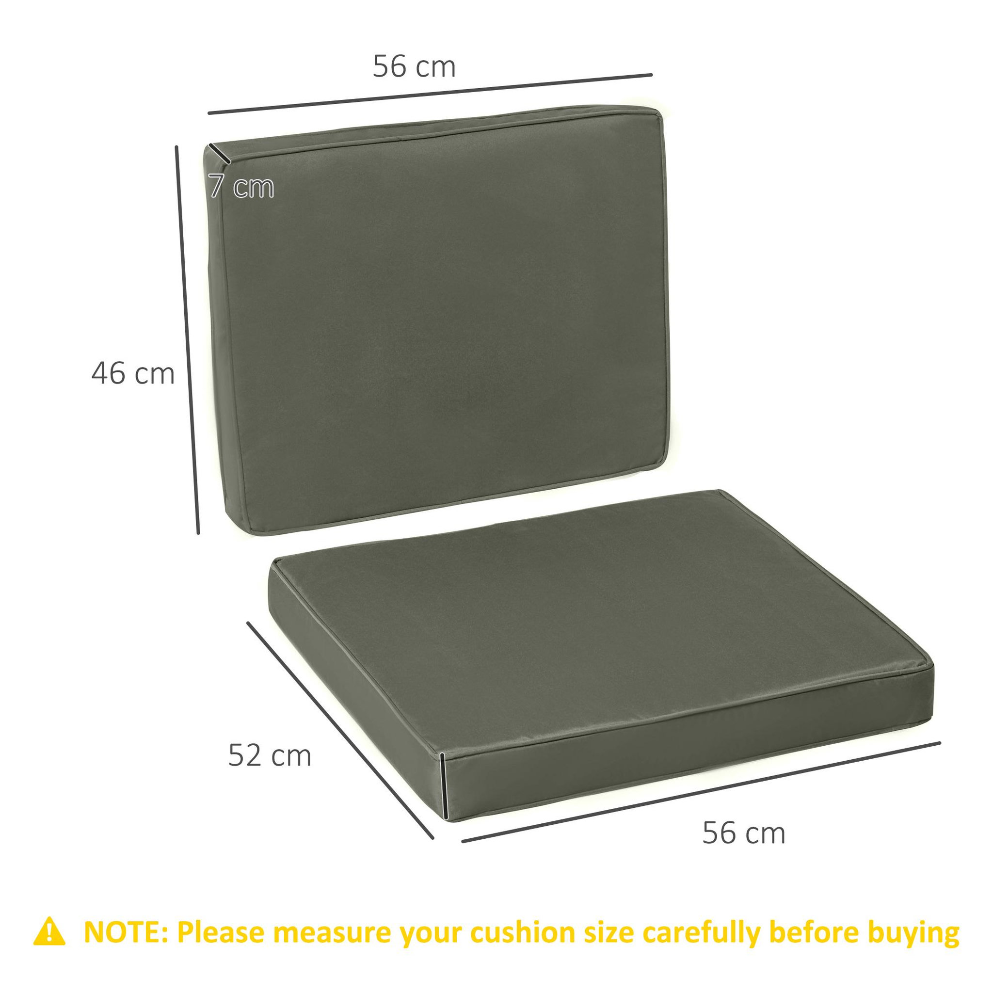 Voir la diapositive 3 : OUTSUNNY Coussins de fauteuil de jardin zippés déhoussables - galettes de chaise de jardin - épais rembourrage 7 cm - polyester haute densité gris