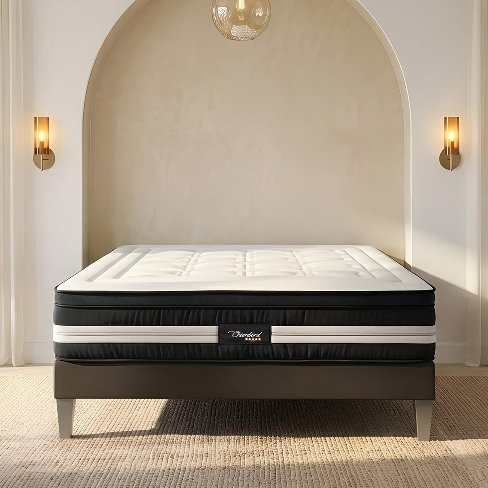 Voir la diapositive 2 : BELLECOUR Bellecour literie | ensemble chambord | matelas micro-ressorts + sommier bois