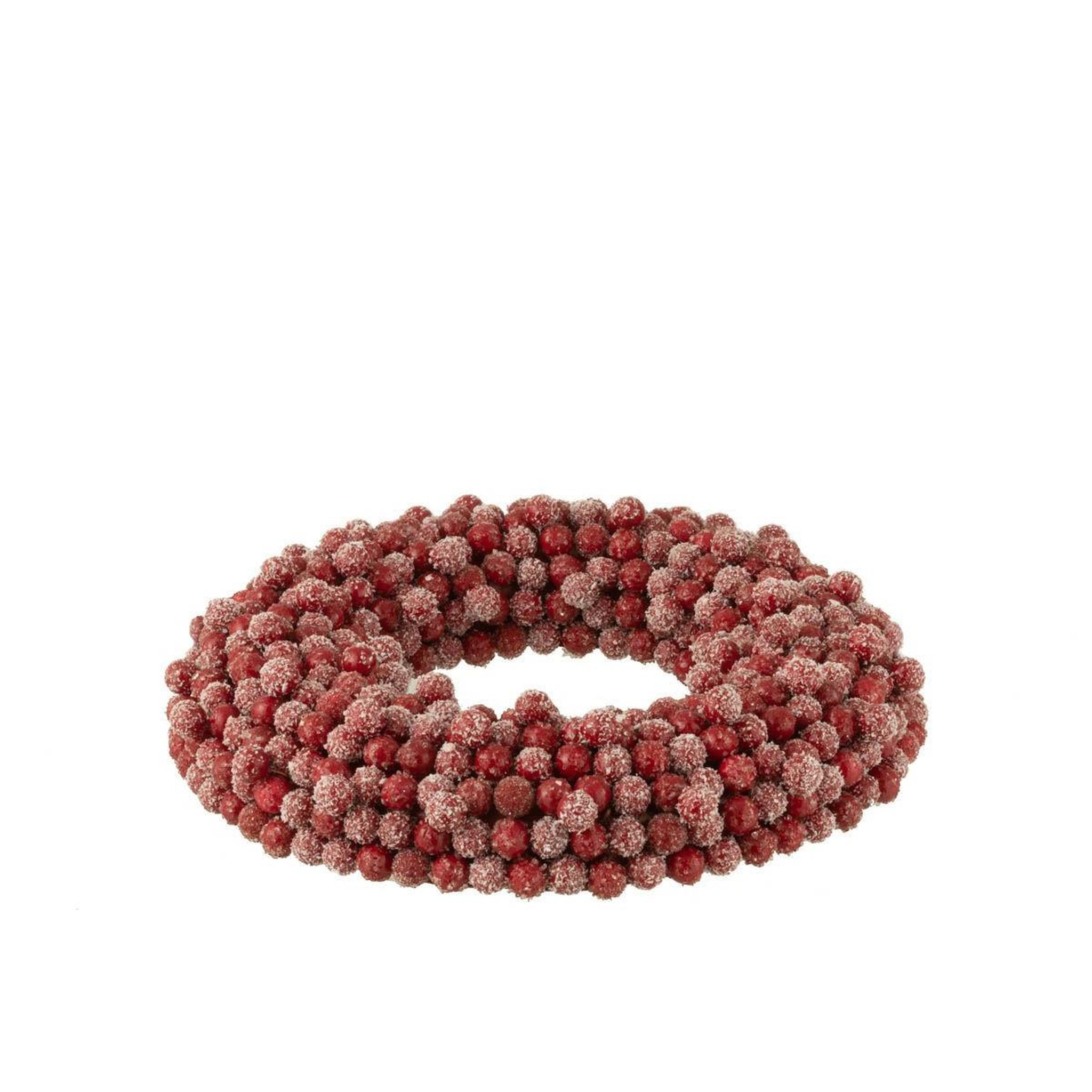 Voir la diapositive 2 : J-LINE Couronne de noël ronde  baies  35cm rouge