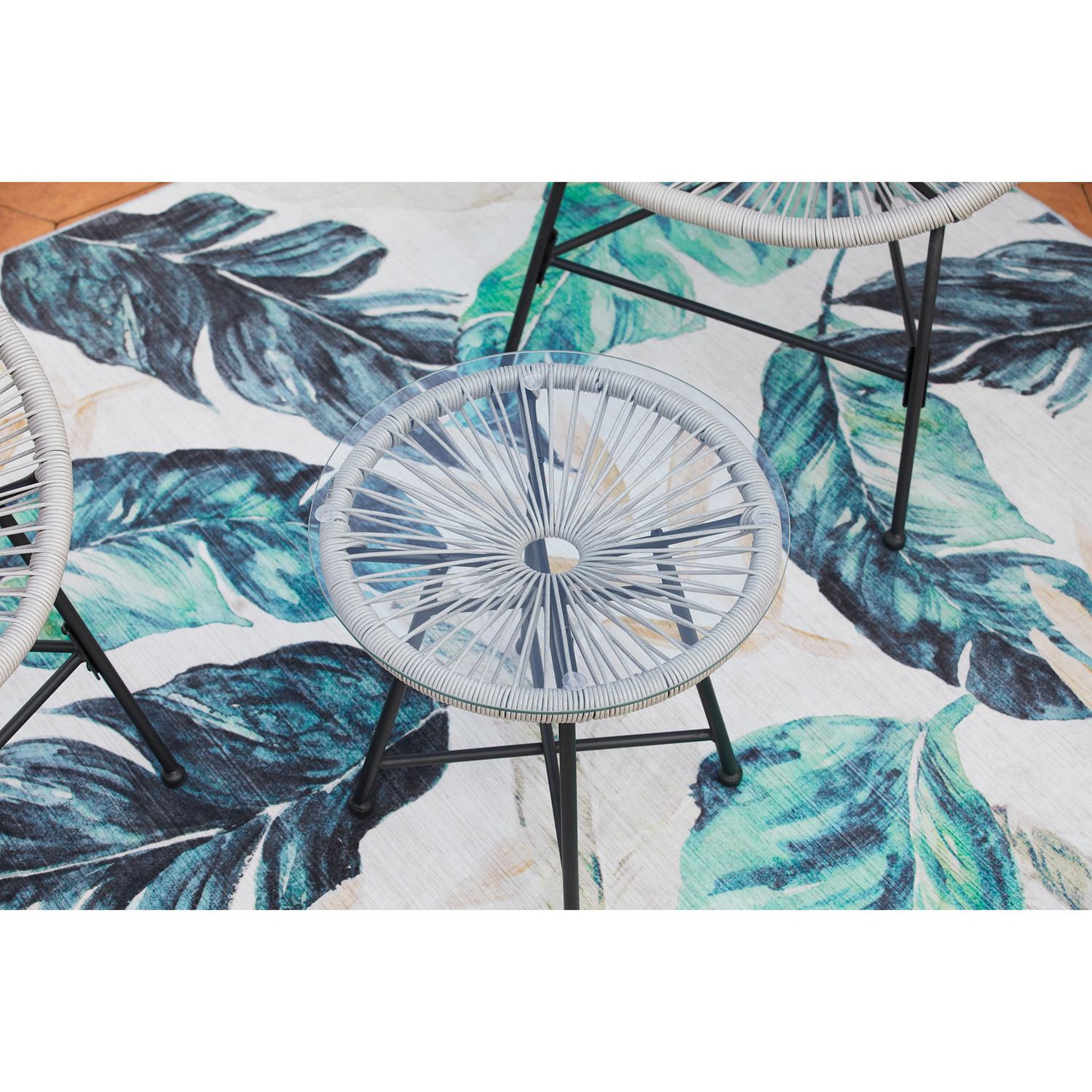 Voir la diapositive 4 : CONCEPT USINE Salon de jardin 2 fauteuils ronds et table basse gris clair acapulco