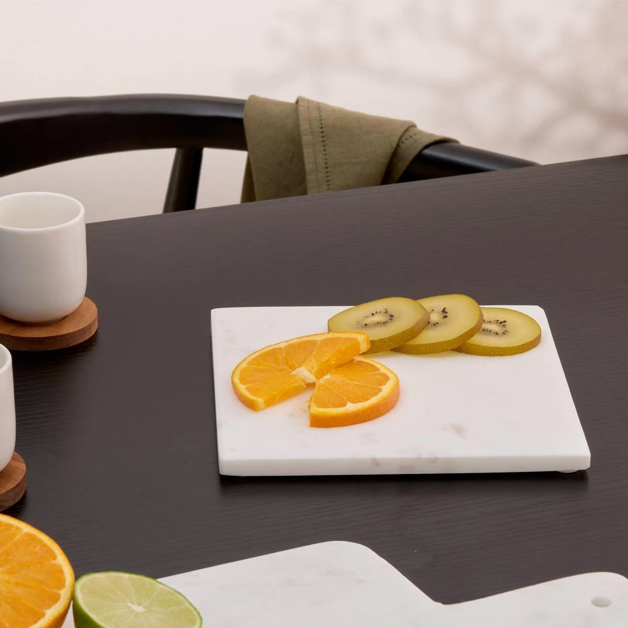 Voir la diapositive 2 : SECRET DE GOURMET Dessous de plat en marbre  morris  19cm blanc