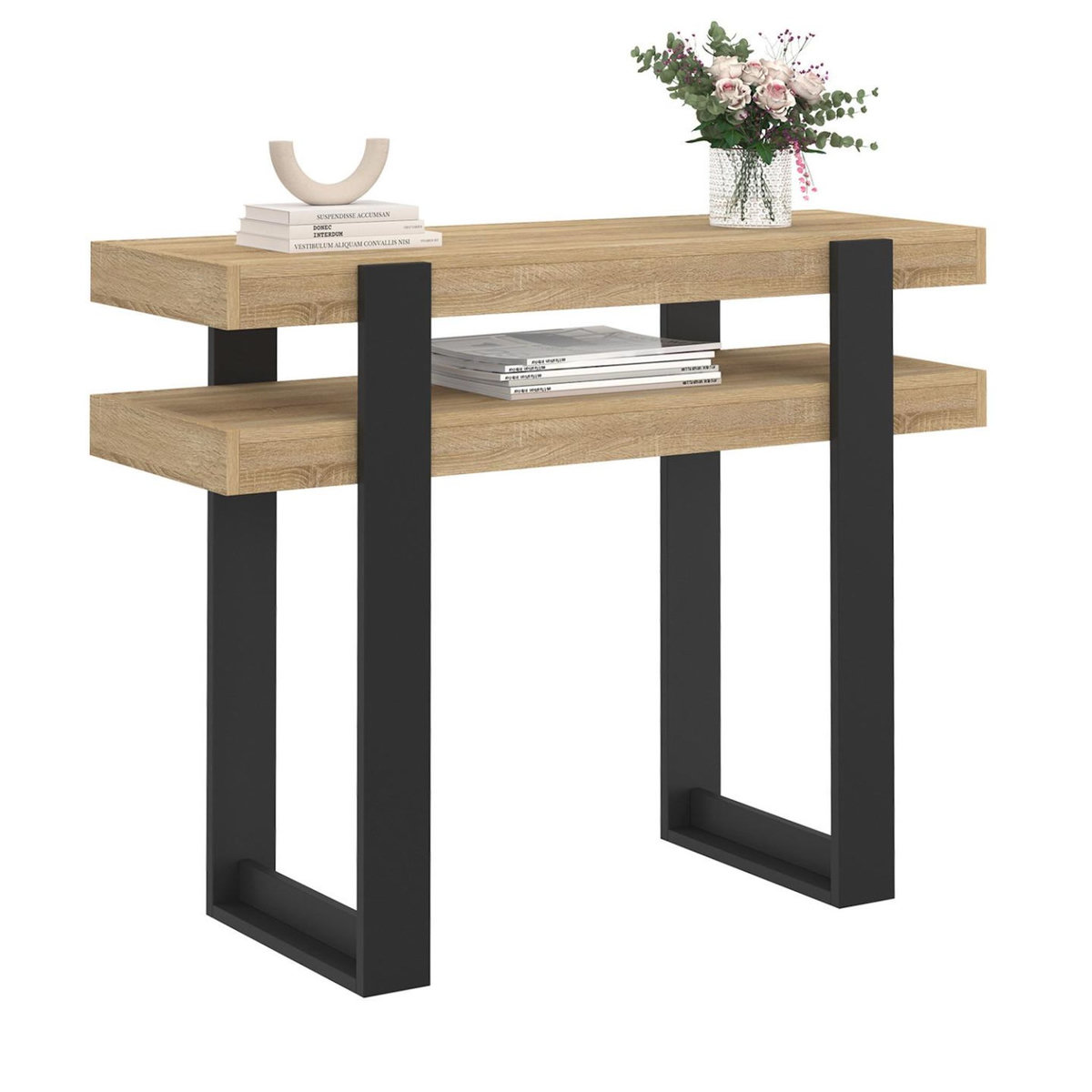 ID MARKET Console double PHOENIX bois et noir