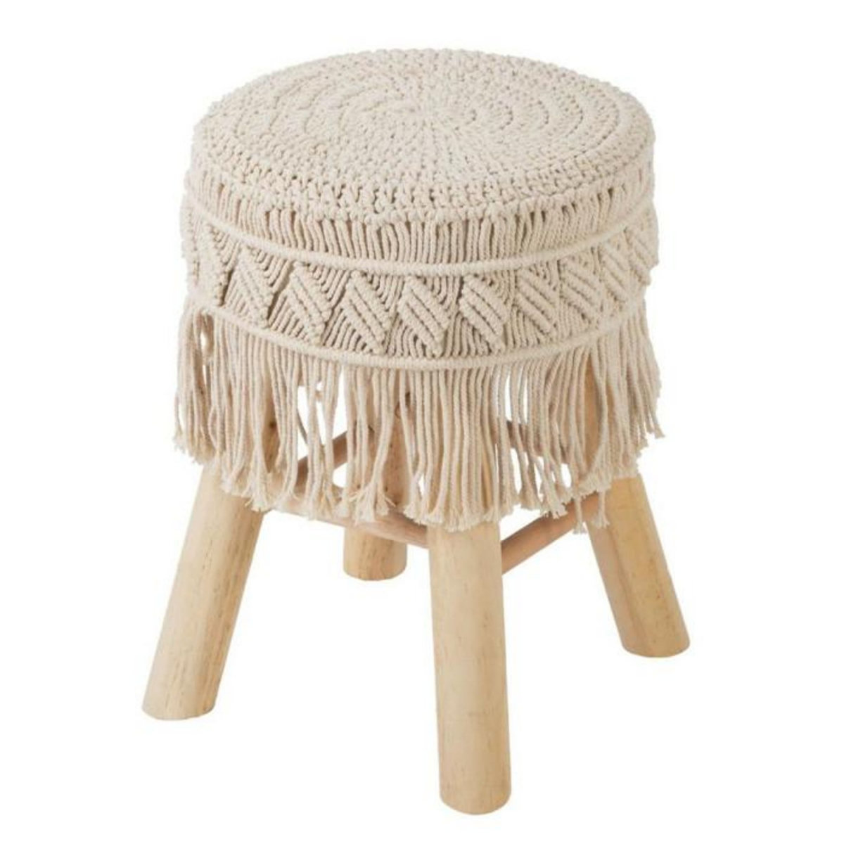 ATMOSPHERA Tabouret Rond Macramé  Été  42cm Beige