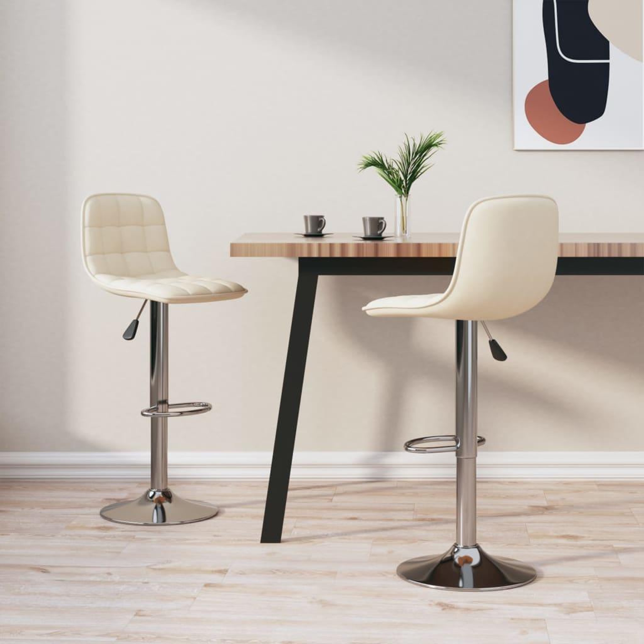 VIDAXL Tabourets de bar lot de 2 creme tissu