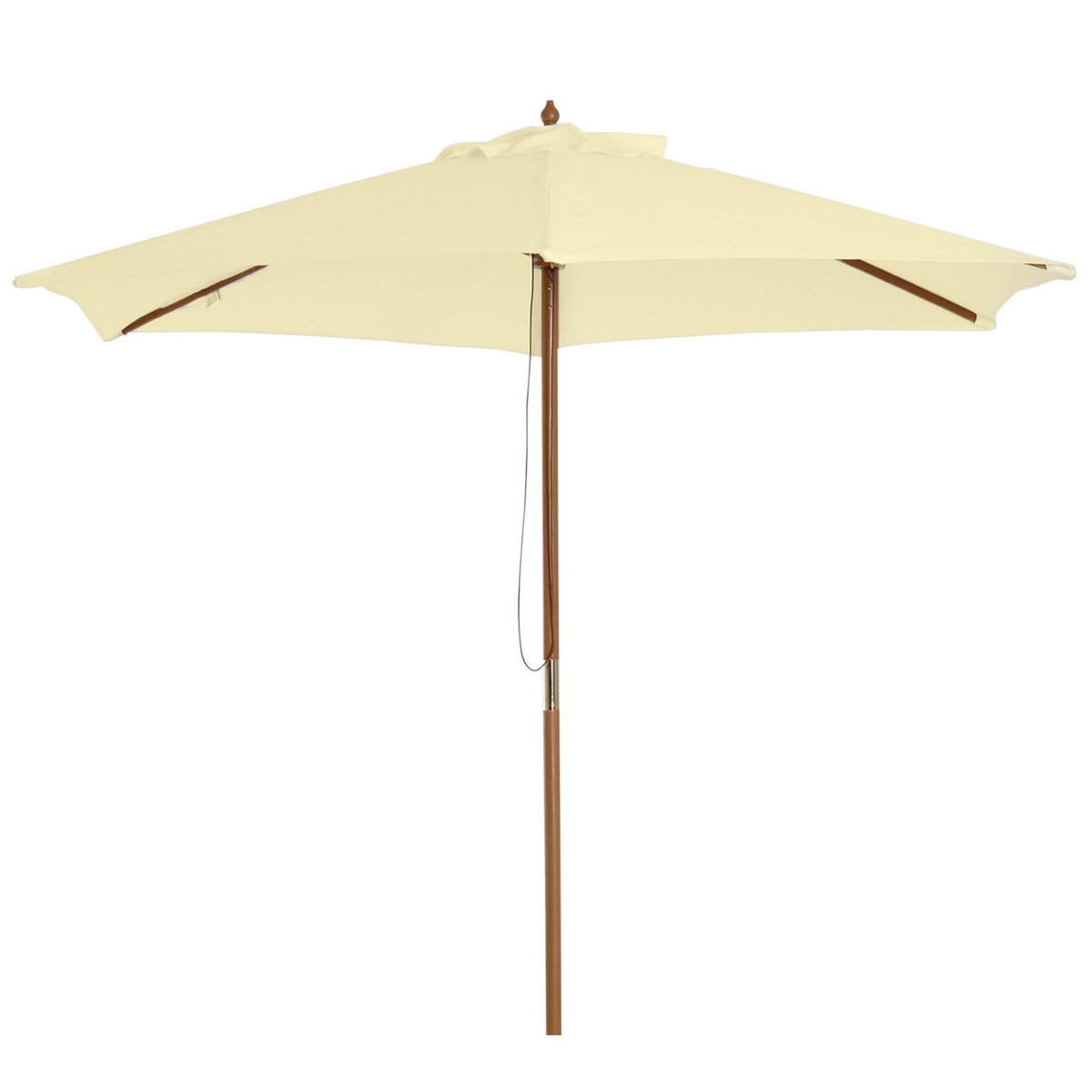 OUTSUNNY Outsunny Parasol droit hexagonal grande taille de jardin Ø 2,5 x 2,3H m bois de bambou crème