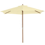 OUTSUNNY Outsunny Parasol droit hexagonal grande taille de jardin Ø 2,5 x 2,3H m bois de bambou crème