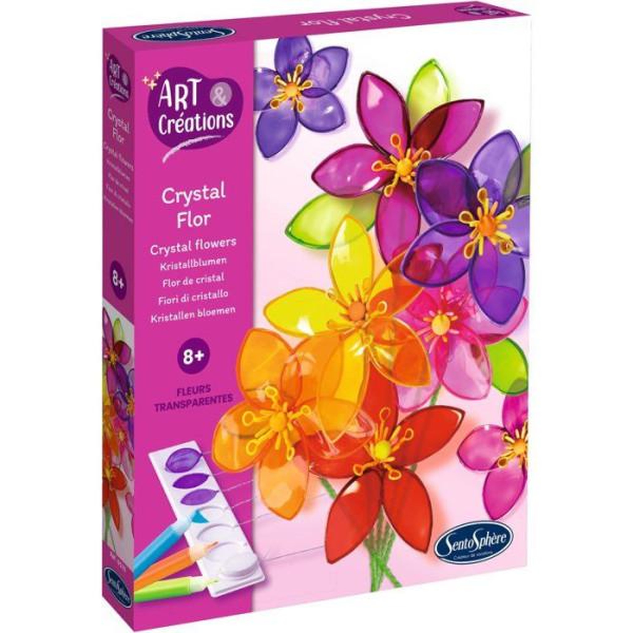 Sentosphere Peinture vitrail - sentosphere - art & créations - crystal flor - 8 fleurs a créer en verre effilé - des 8 ans