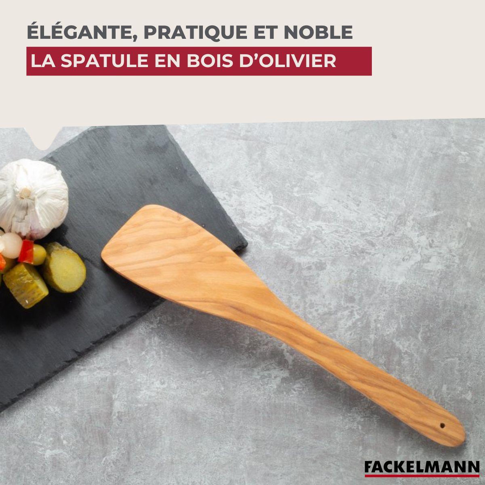 Voir la diapositive 2 : Fackelmann Ensemble de 2 spatules de cuisine 30 cm fackelmann édition bois d'olivier