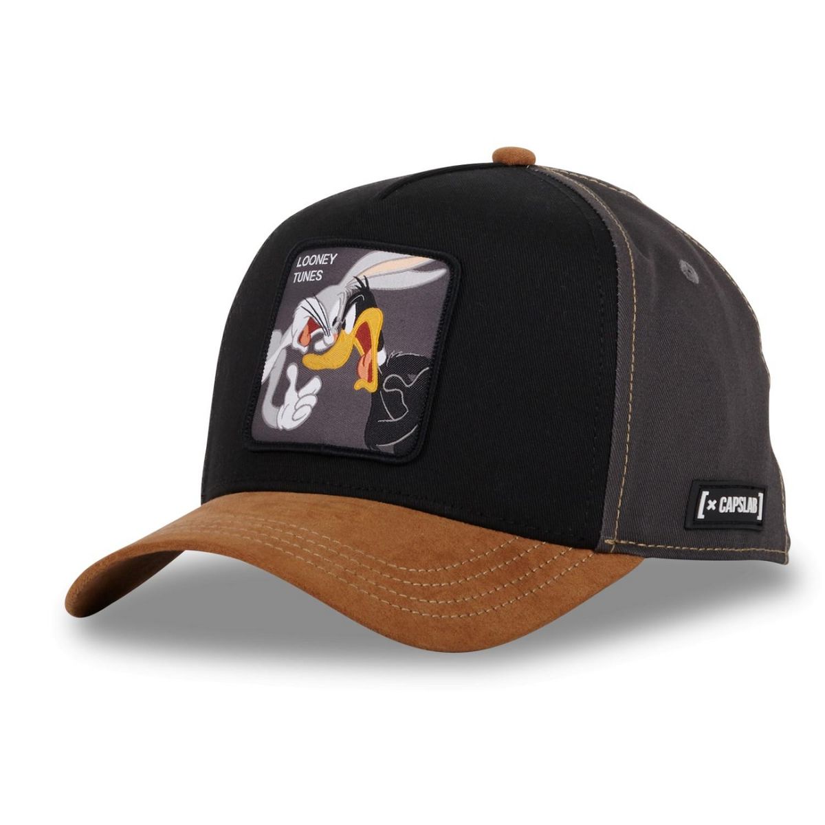 CAPSLAB Casquette homme trucker mix de matière Looney Tunes Bugs ans Daffy