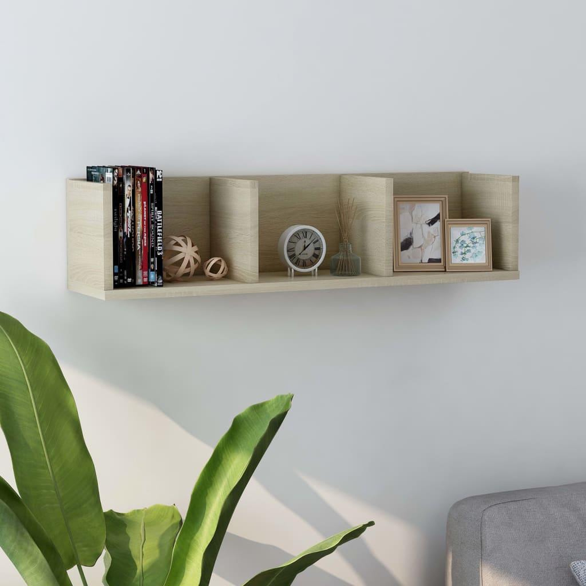 Voir la diapositive 1 : VIDAXL Etagere murale a CD Chene sonoma 75x18x18 cm Bois d'ingenierie